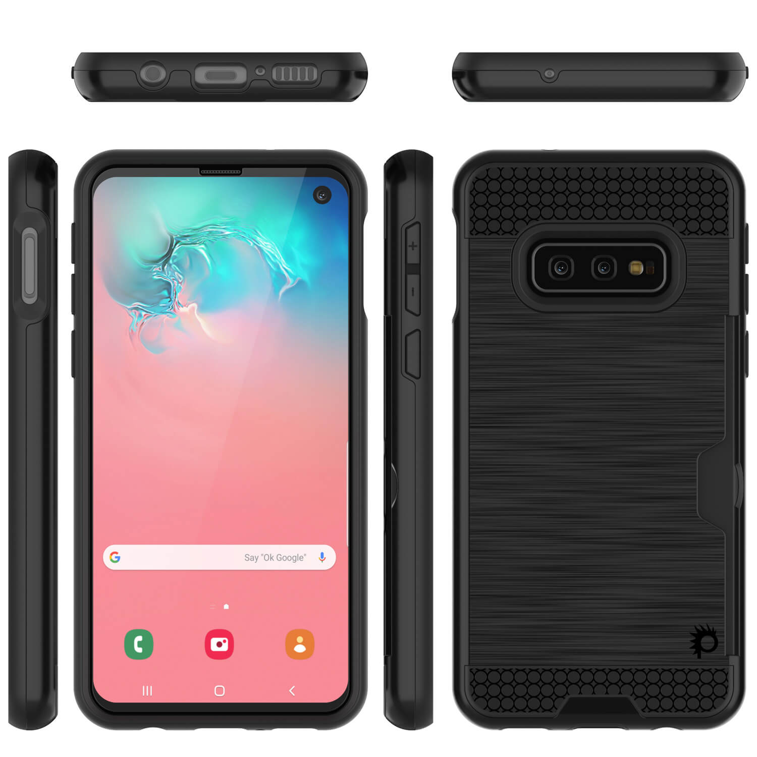Galaxy S10e Case, PUNKcase [SLOT Series] [Slim Fit] Dual-Layer Armor Cover w/Integrated Anti-Shock System, Credit Card Slot [Black]