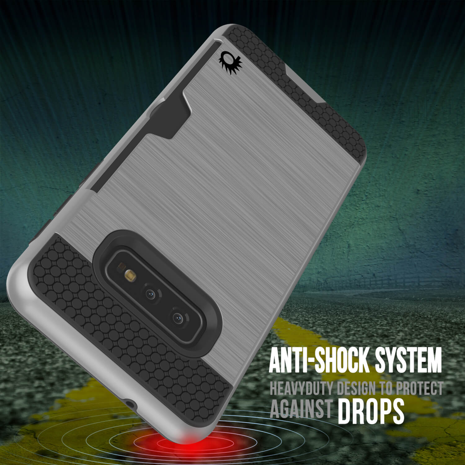 Galaxy S10e Case, PUNKcase [SLOT Series] [Slim Fit] Dual-Layer Armor Cover w/Integrated Anti-Shock System, Credit Card Slot [Silver]