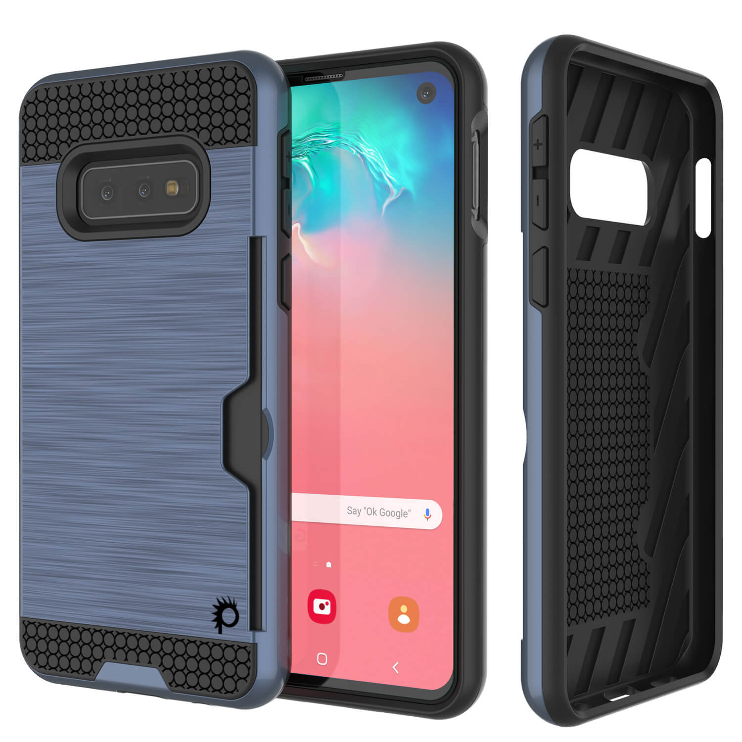 Galaxy S10e Case, PUNKcase [SLOT Series] [Slim Fit] Dual-Layer Armor Cover w/Integrated Anti-Shock System, Credit Card Slot [Navy]