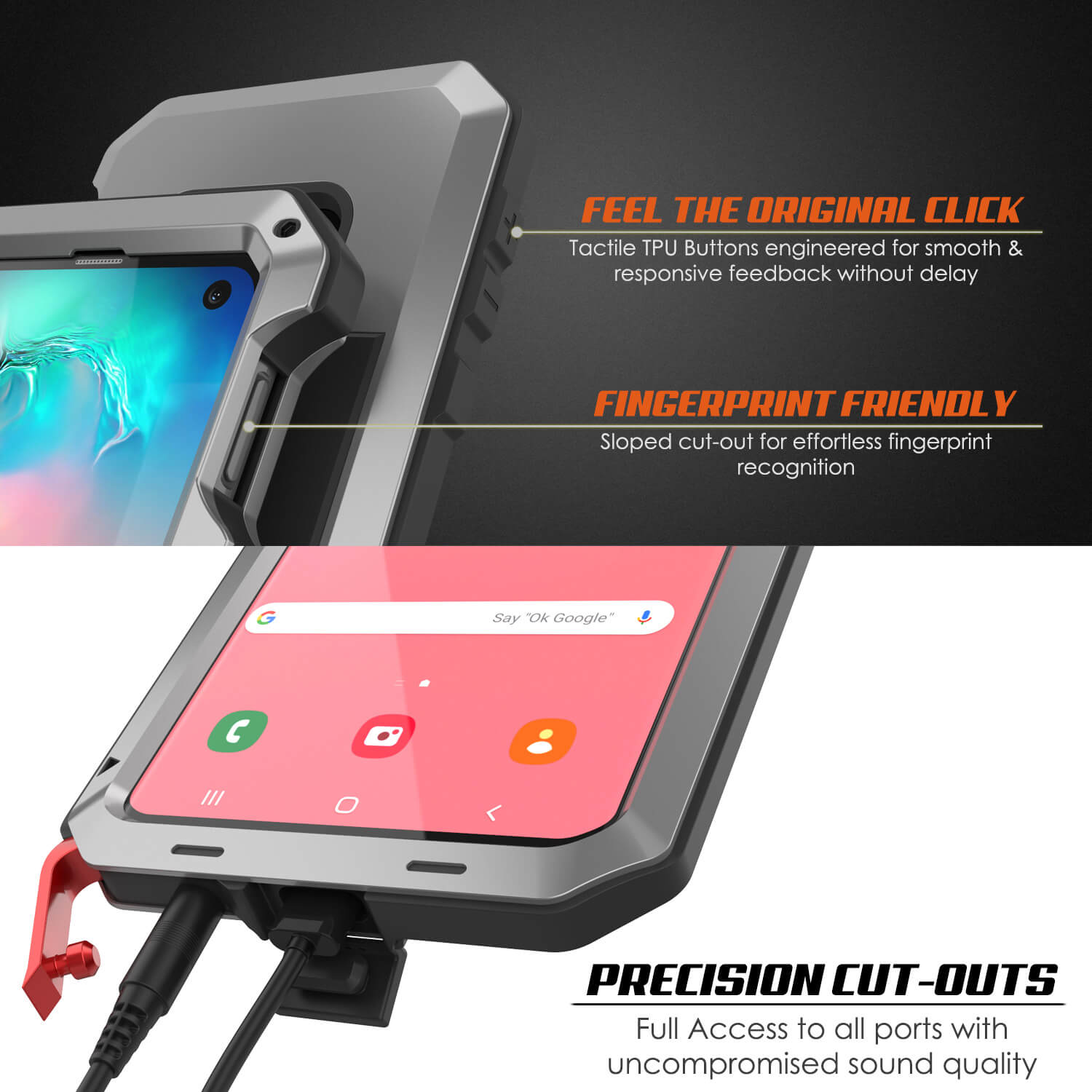 Galaxy S10e Metal Case, Heavy Duty Military Grade Rugged Armor Cover [Silver]