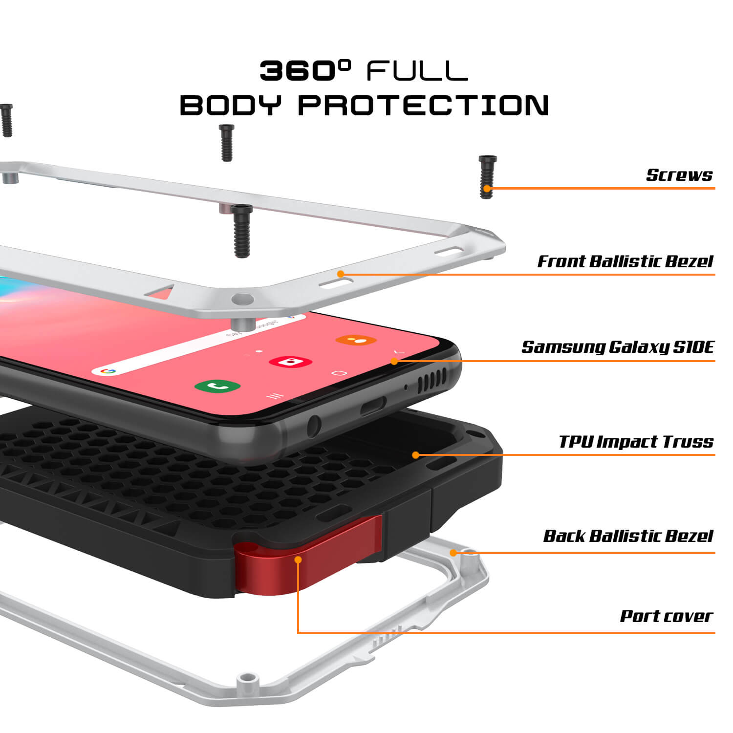 Galaxy S10e Metal Case, Heavy Duty Military Grade Rugged Armor Cover [White]