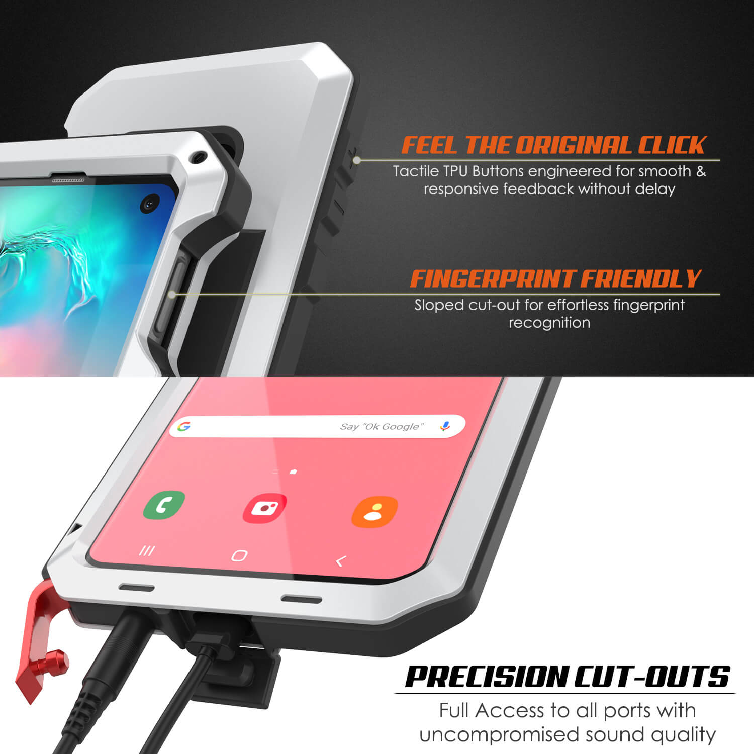 Galaxy S10e Metal Case, Heavy Duty Military Grade Rugged Armor Cover [White]