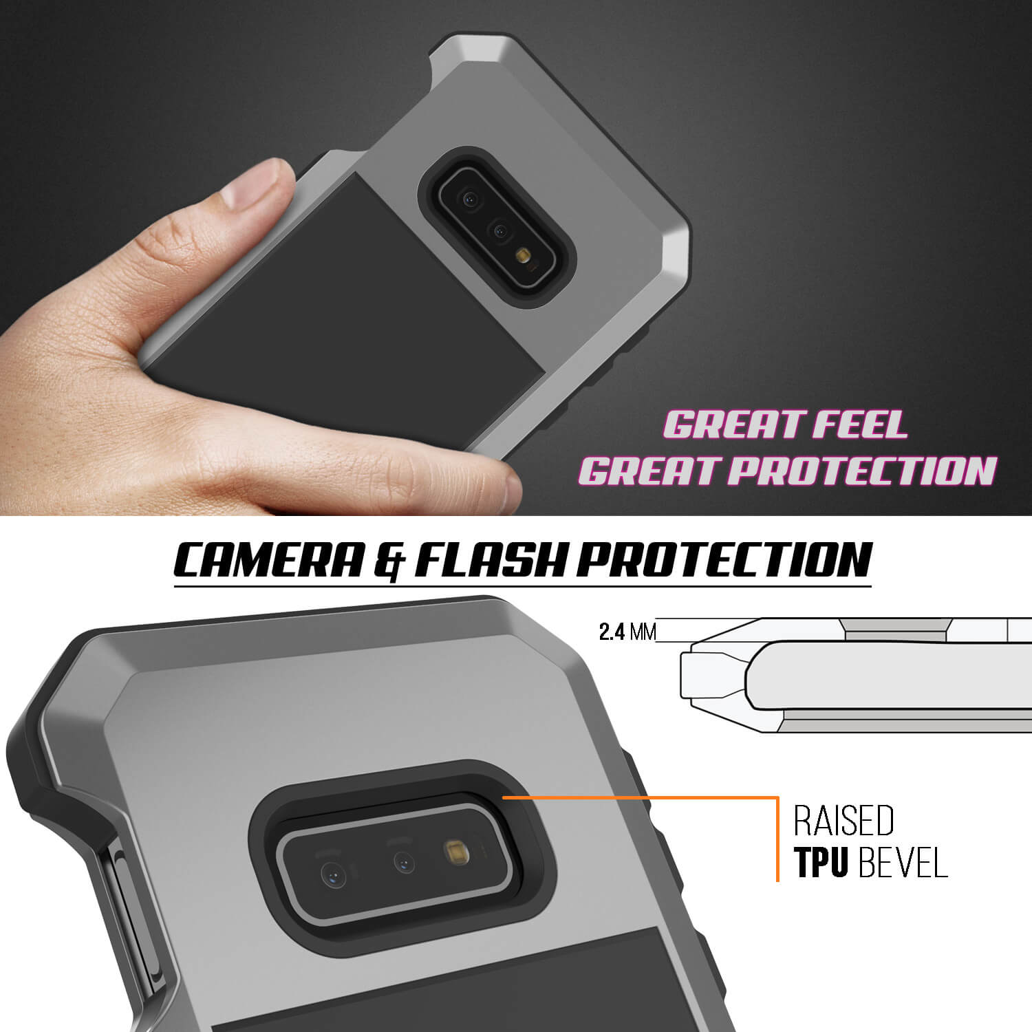Galaxy S10e Metal Case, Heavy Duty Military Grade Rugged Armor Cover [Silver]