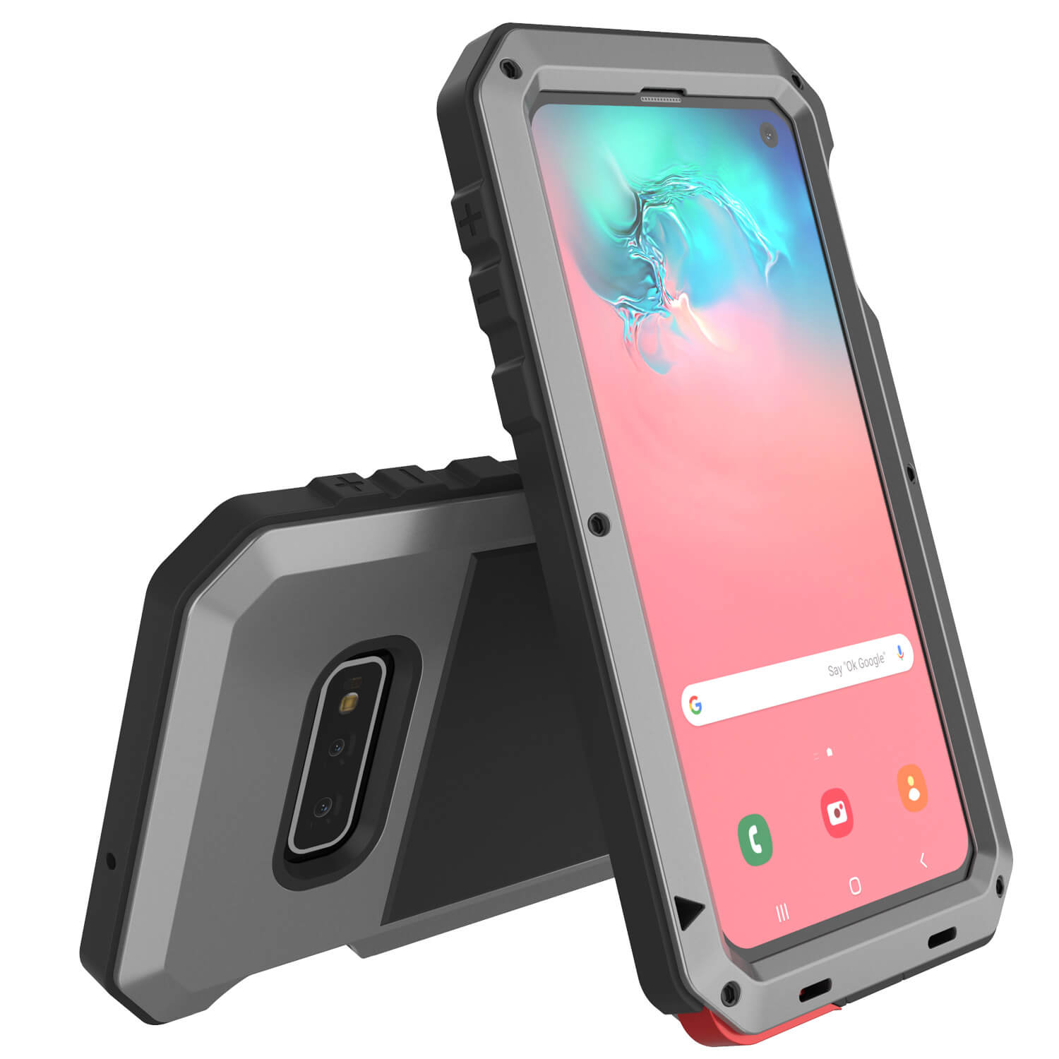 Galaxy S10e Metal Case, Heavy Duty Military Grade Rugged Armor Cover [Silver]