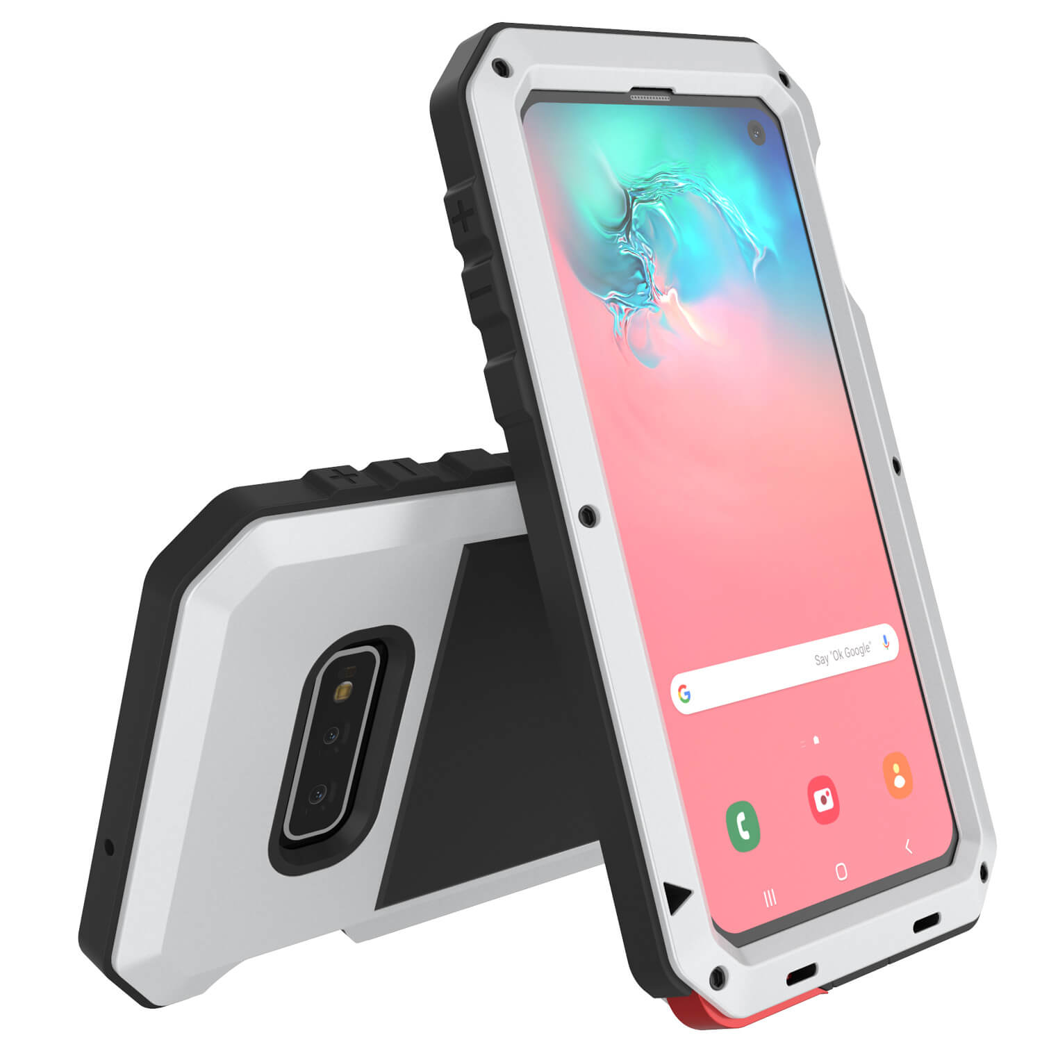 Galaxy S10e Metal Case, Heavy Duty Military Grade Rugged Armor Cover [White]