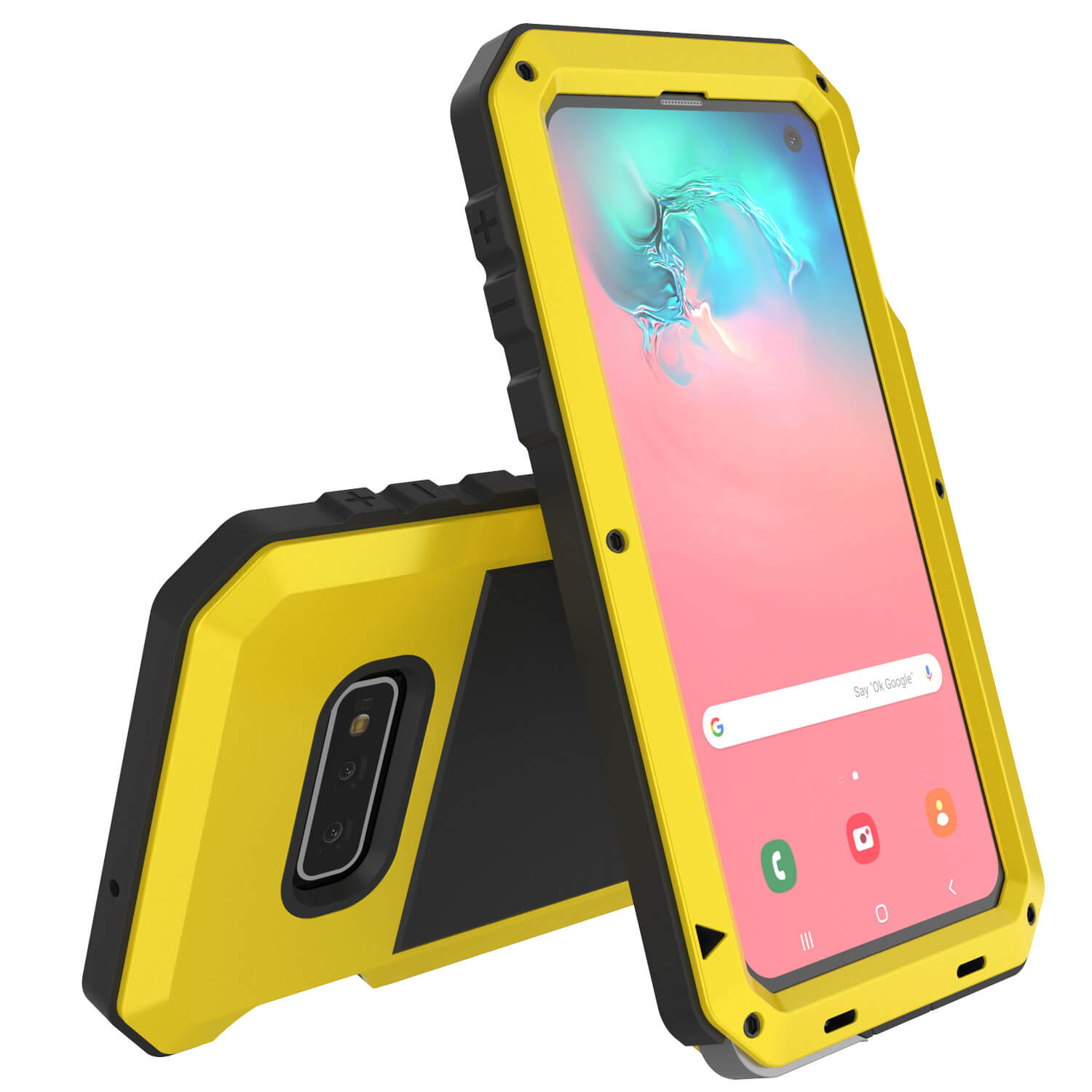 Galaxy S10e Metal Case, Heavy Duty Military Grade Rugged Armor Cover [Neon]