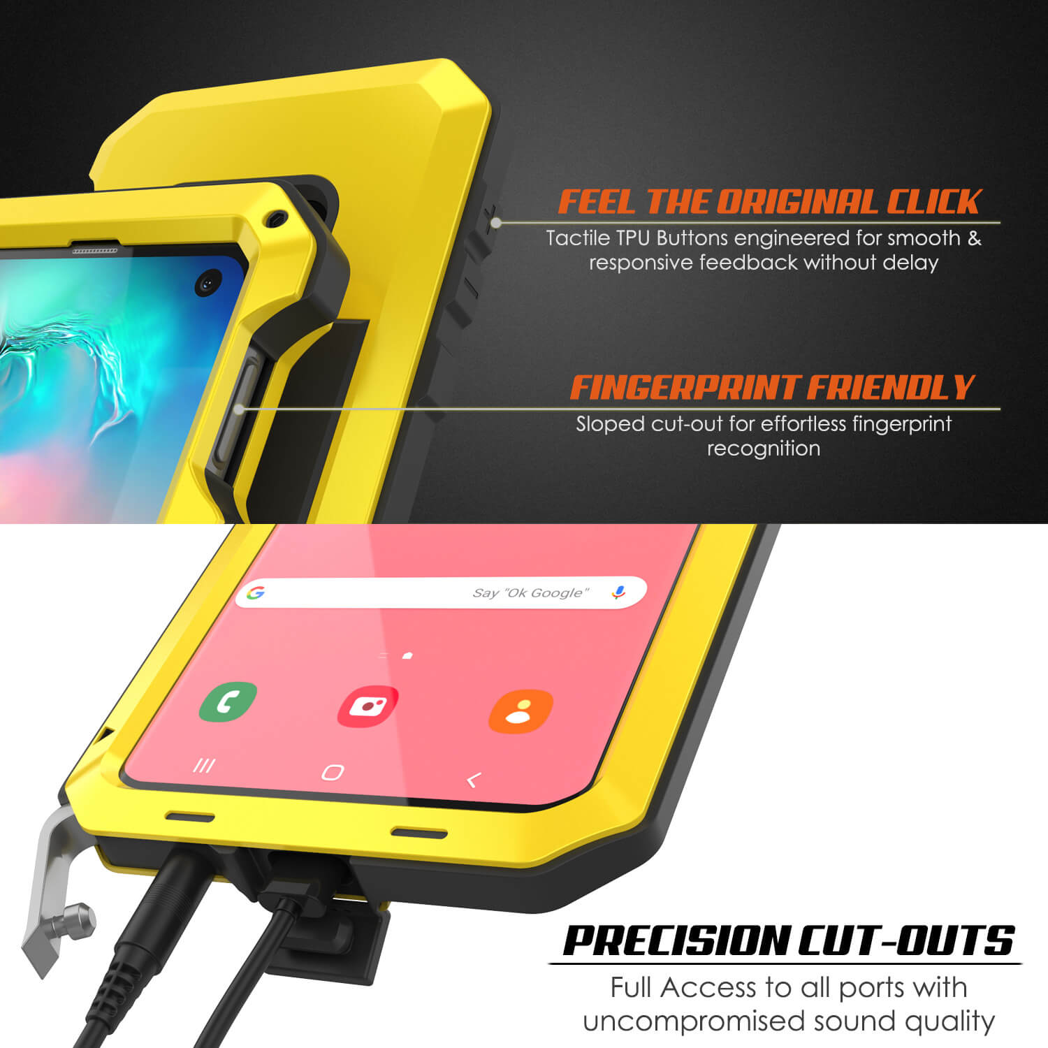 Galaxy S10e Metal Case, Heavy Duty Military Grade Rugged Armor Cover [Neon]