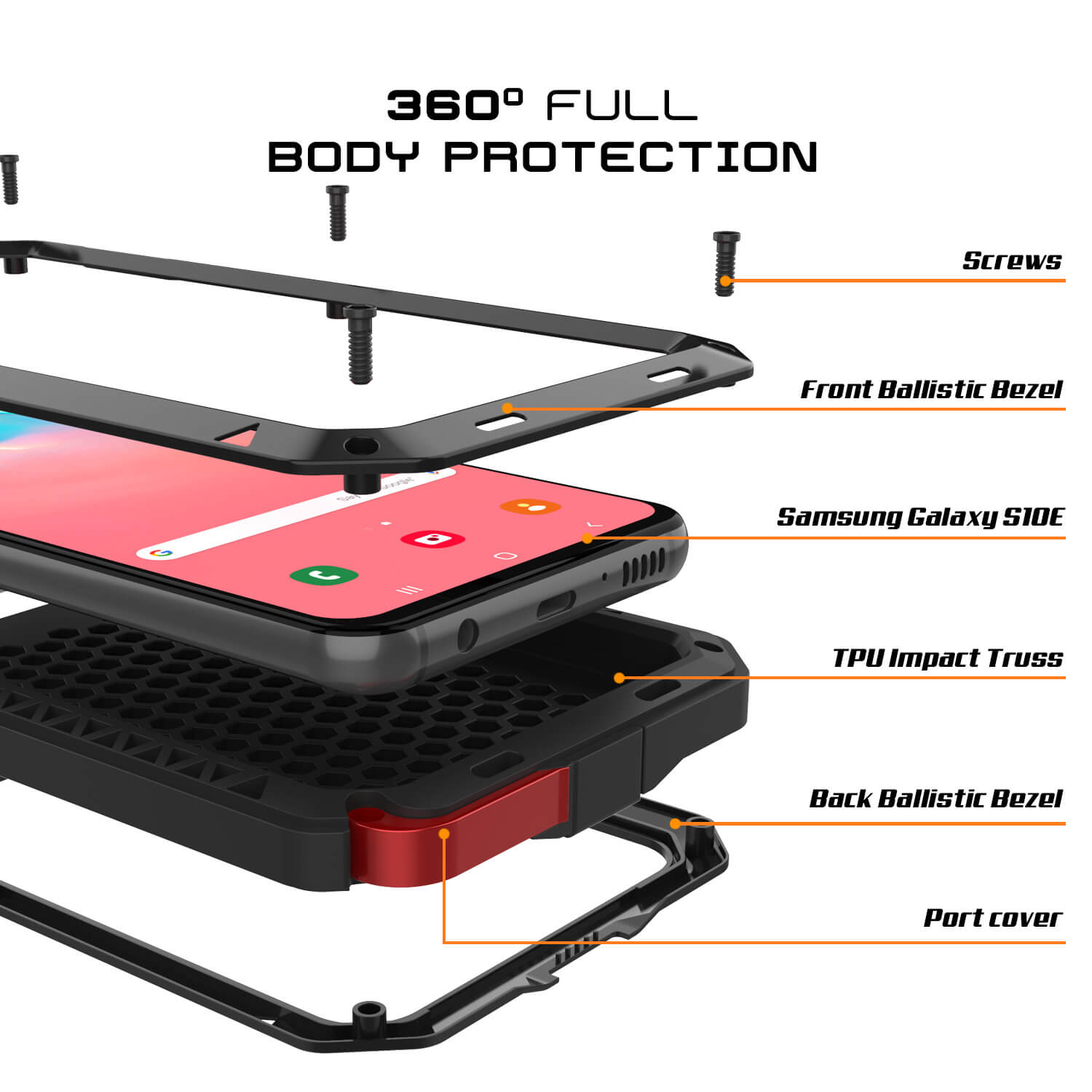 Galaxy S10e Metal Case, Heavy Duty Military Grade Rugged Armor Cover [Black]