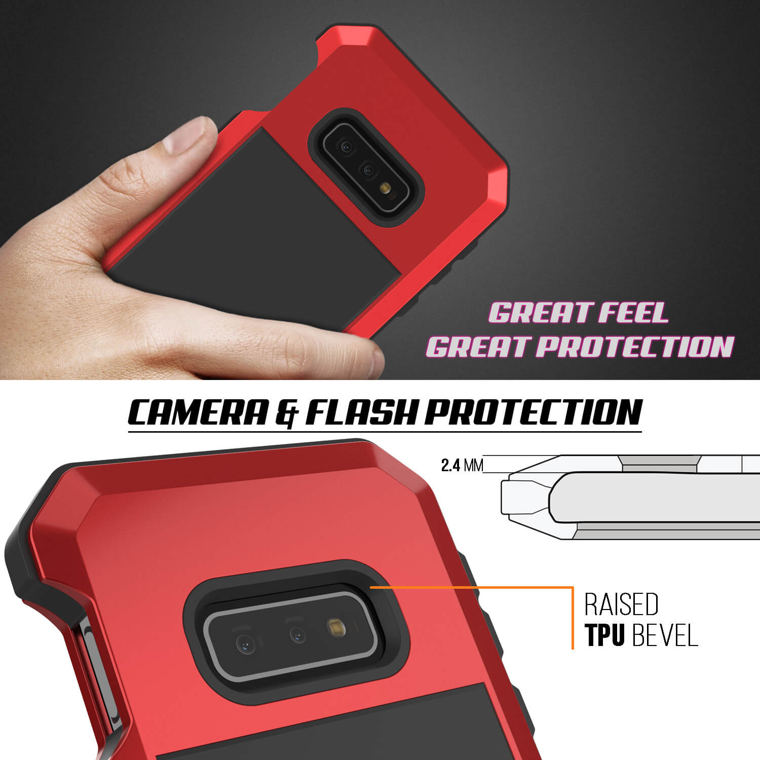 Galaxy S10e Metal Case, Heavy Duty Military Grade Rugged Armor Cover [Red]