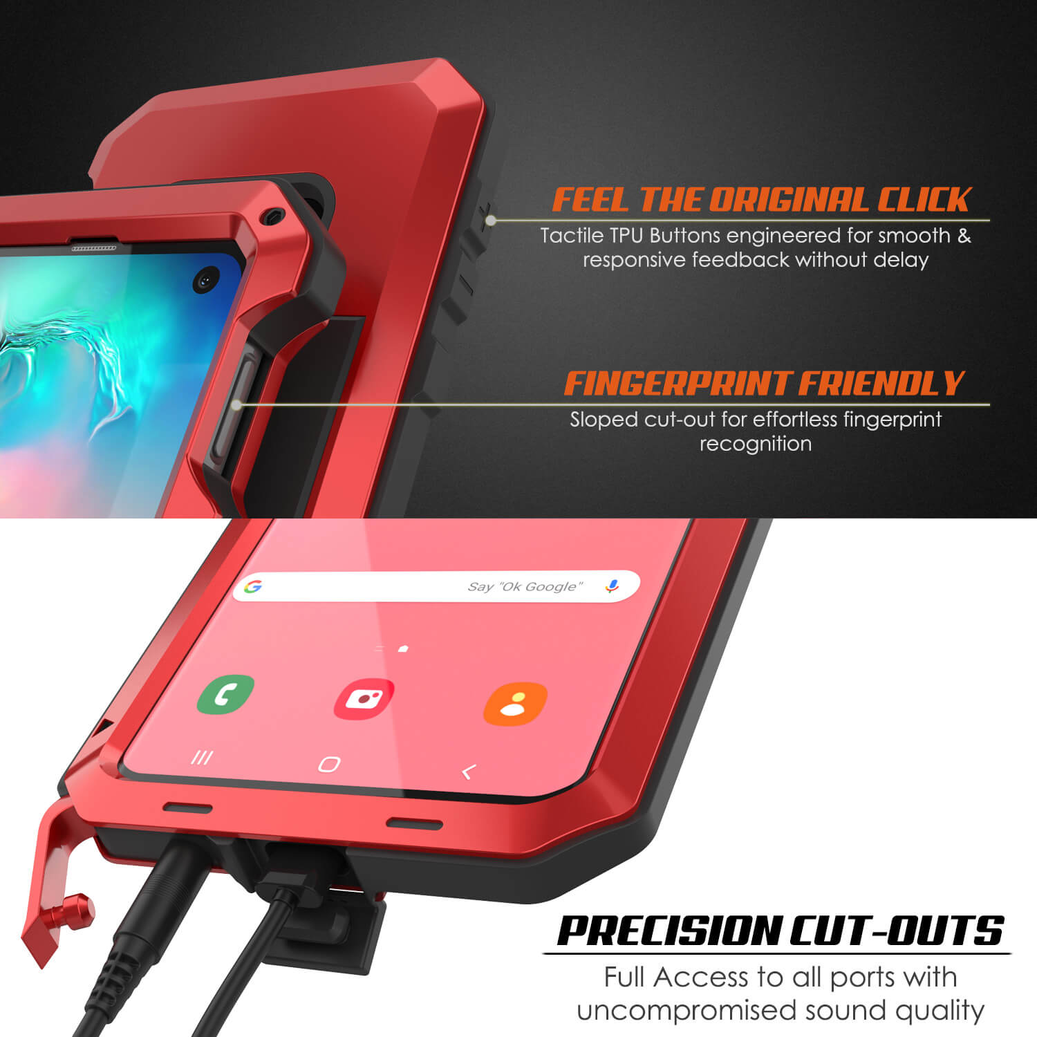 Galaxy S10e Metal Case, Heavy Duty Military Grade Rugged Armor Cover [Red]
