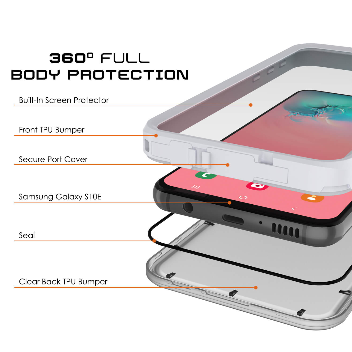 Galaxy S10e Waterproof Case, Punkcase StudStar White Thin 6.6ft Underwater IP68 Shock/Snow Proof