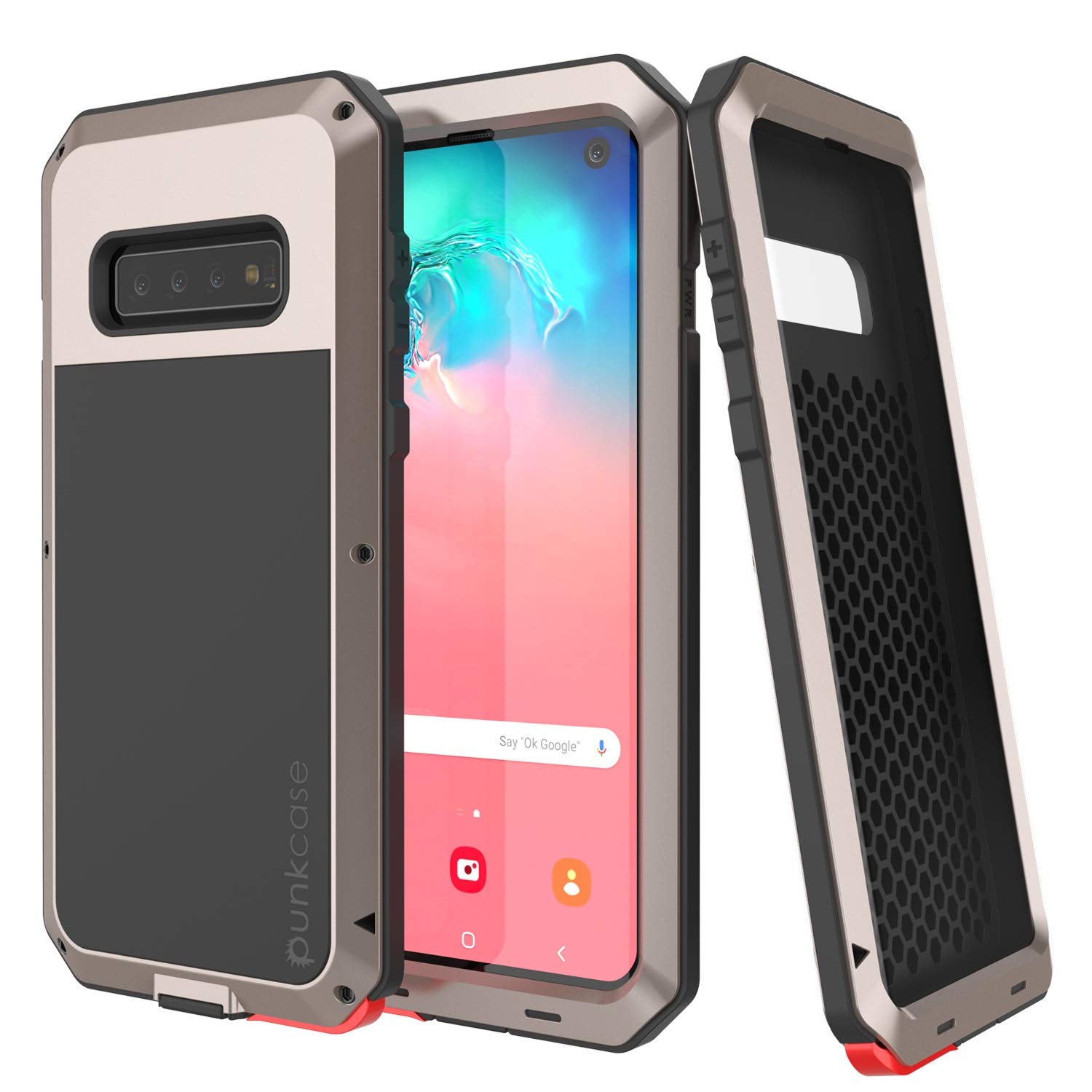 Galaxy S10 Metal Case, Heavy Duty Military Grade Rugged Armor Cover [Gold]