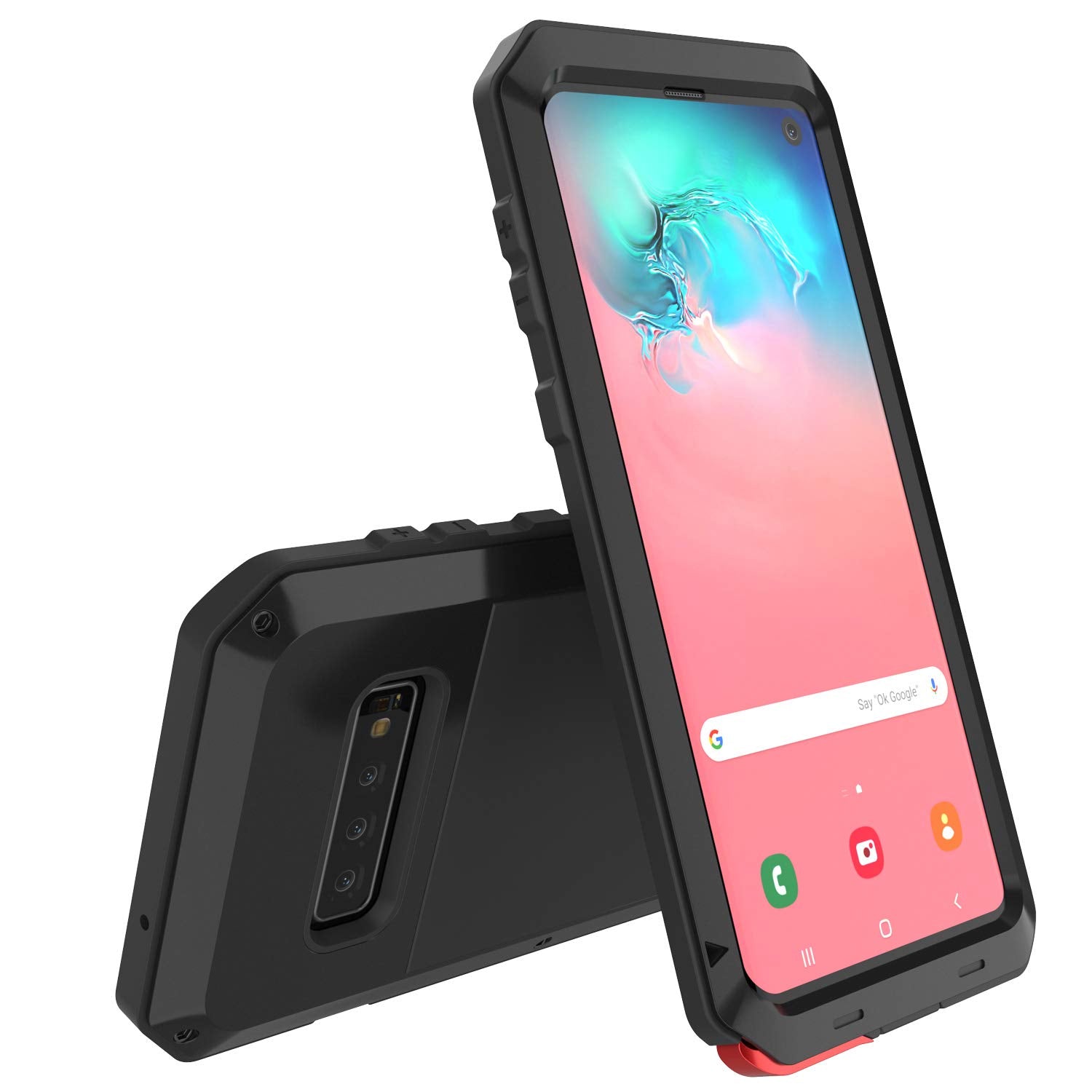Galaxy S10 Metal Case, Heavy Duty Military Grade Rugged Armor Cover [Black]