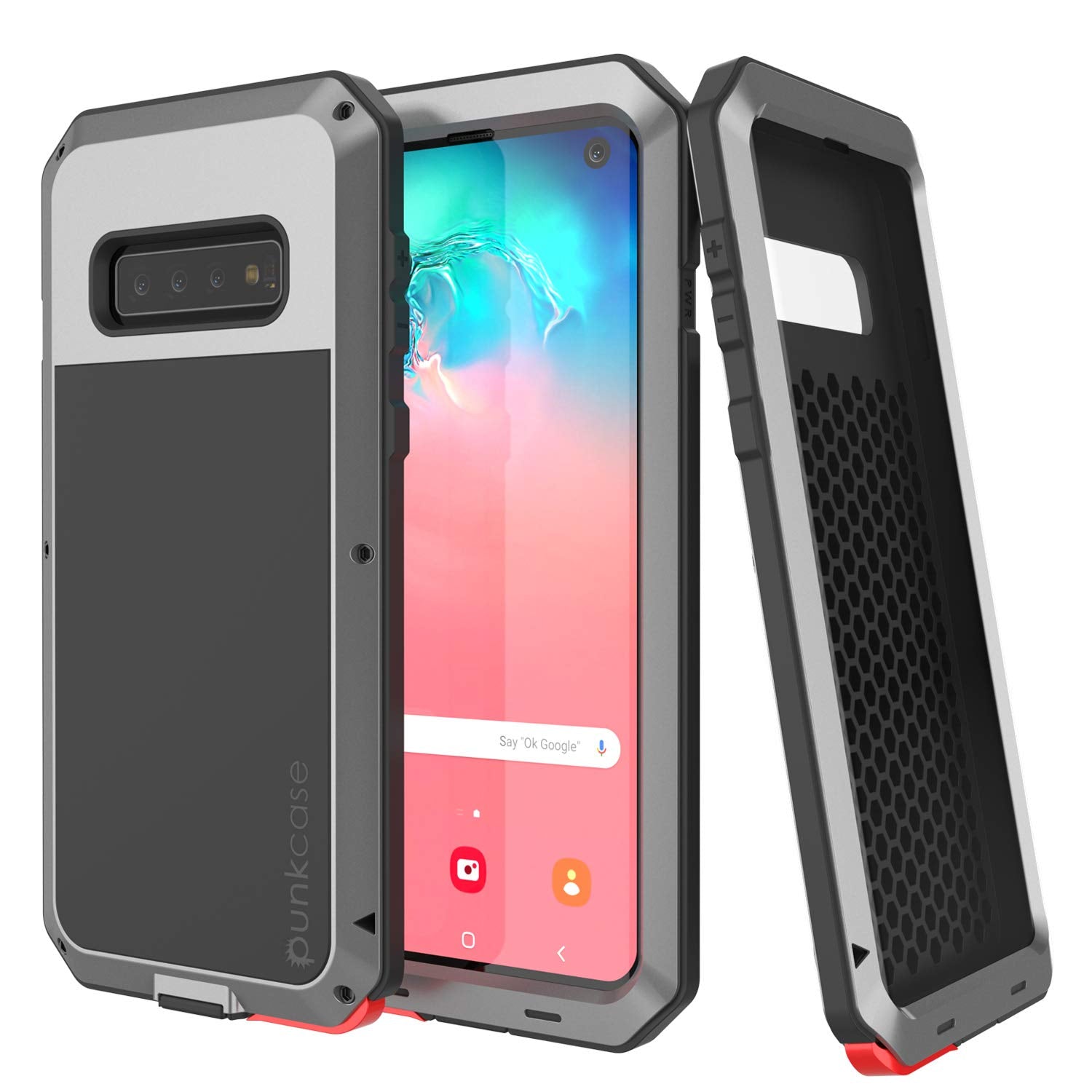 Galaxy S10 Metal Case, Heavy Duty Military Grade Rugged Armor Cover [Silver]