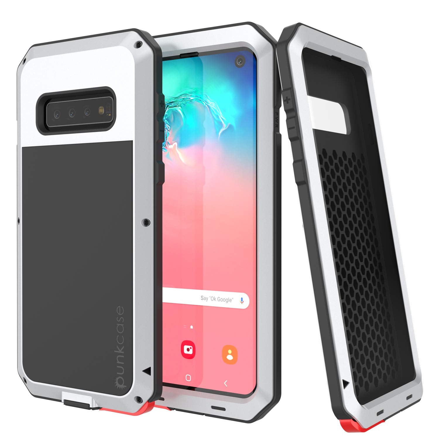 Galaxy S10 Metal Case, Heavy Duty Military Grade Rugged Armor Cover [White]
