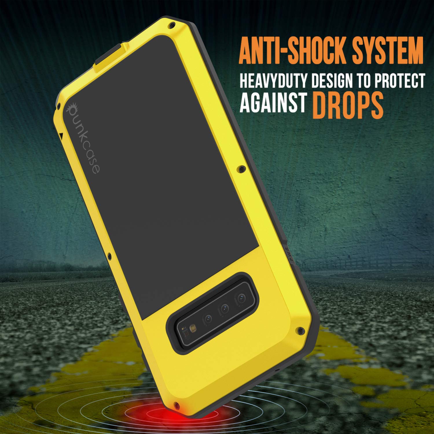 Galaxy S10 Metal Case, Heavy Duty Military Grade Rugged Armor Cover [Neon]
