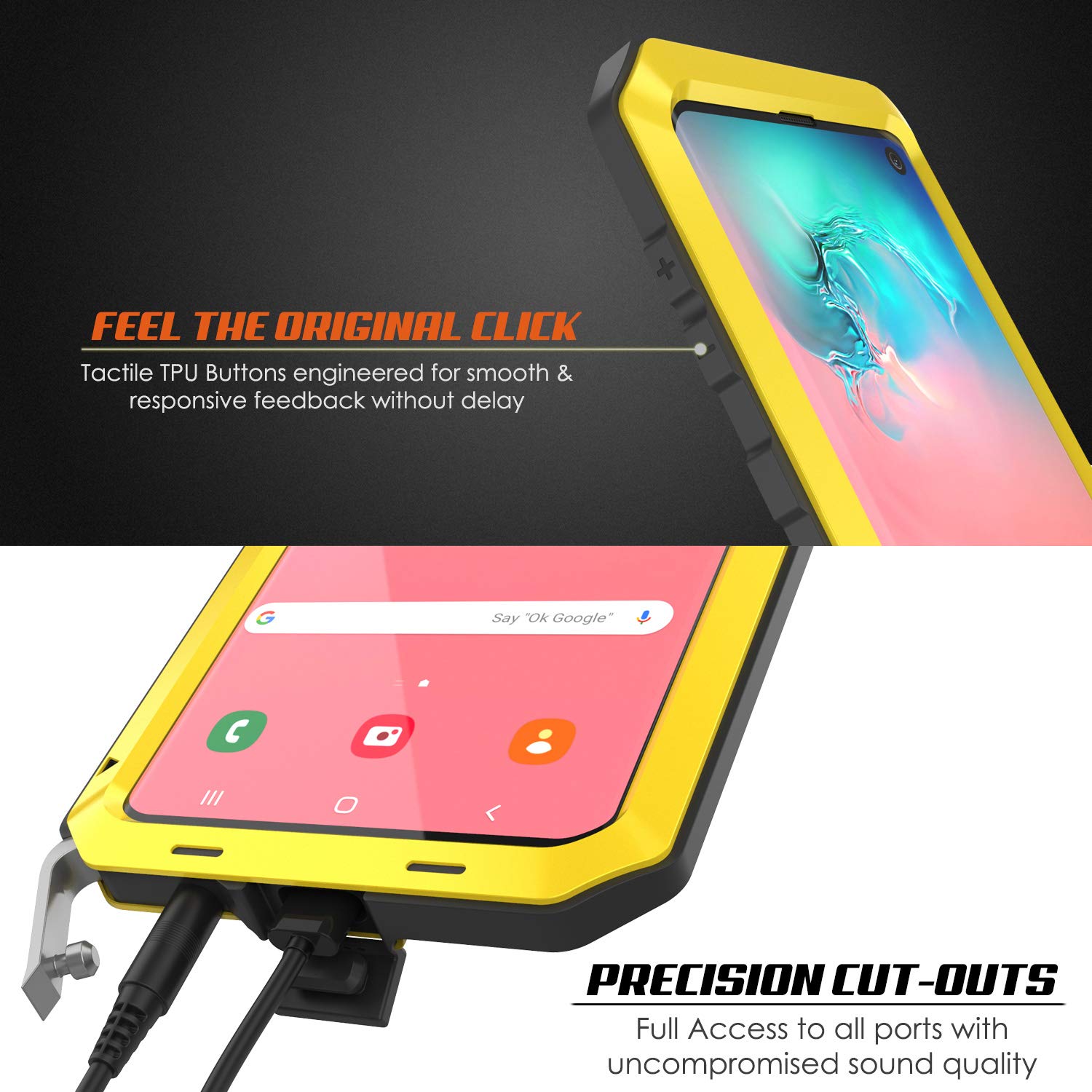 Galaxy S10 Metal Case, Heavy Duty Military Grade Rugged Armor Cover [Neon]