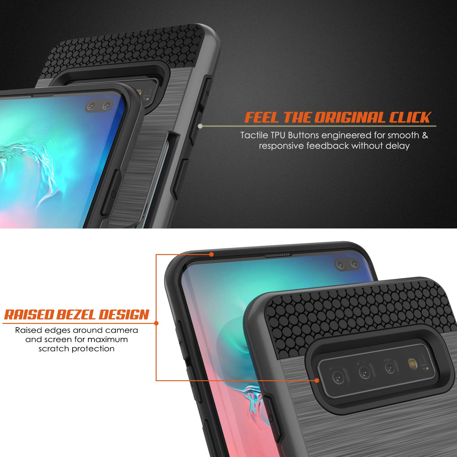 Galaxy S10 Case, PUNKcase [SLOT Series] [Slim Fit] Dual-Layer Armor Cover w/Integrated Anti-Shock System, Credit Card Slot [Grey]