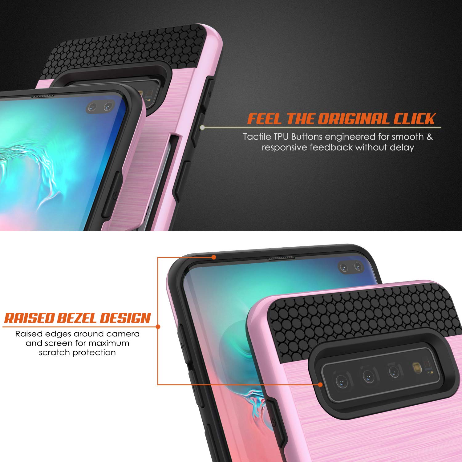 Galaxy S10 Case, PUNKcase [SLOT Series] [Slim Fit] Dual-Layer Armor Cover w/Integrated Anti-Shock System, Credit Card Slot [Pink]