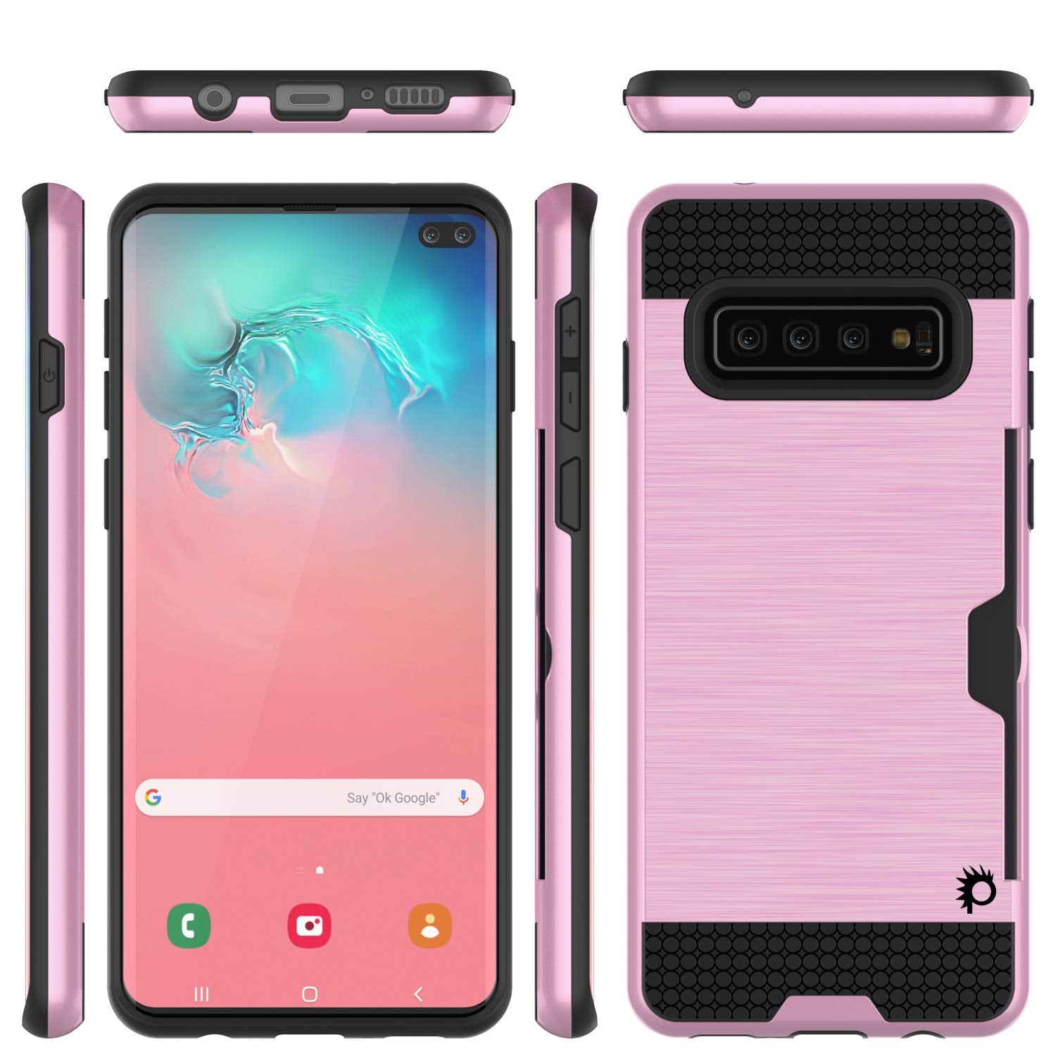 Galaxy S10 Case, PUNKcase [SLOT Series] [Slim Fit] Dual-Layer Armor Cover w/Integrated Anti-Shock System, Credit Card Slot [Pink]