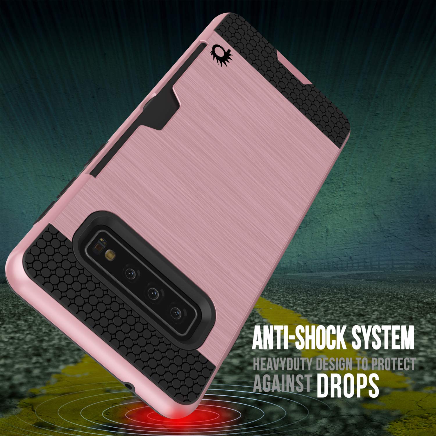 Galaxy S10 Case, PUNKcase [SLOT Series] [Slim Fit] Dual-Layer Armor Cover w/Integrated Anti-Shock System, Credit Card Slot [Rose Gold]
