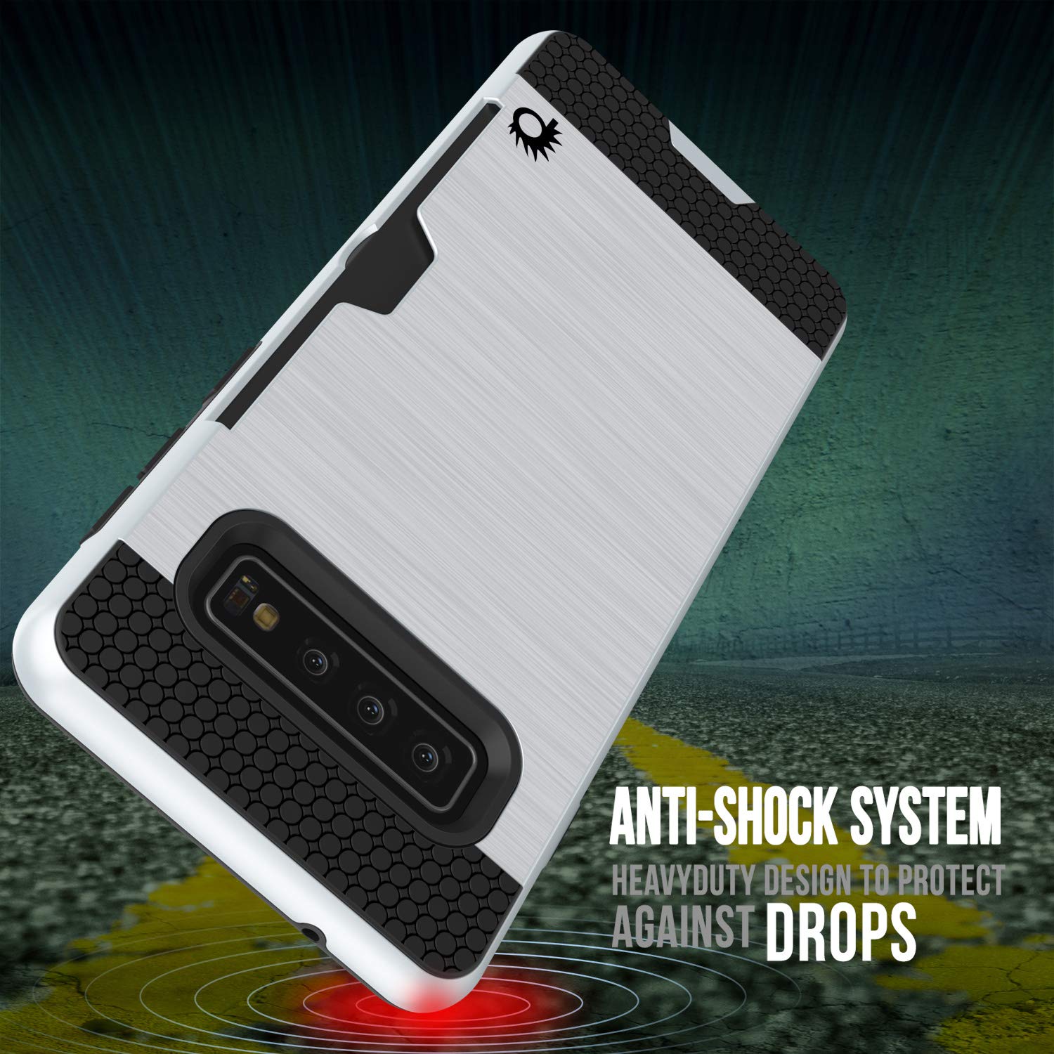 Galaxy S10+ Plus  Case, PUNKcase [SLOT Series] [Slim Fit] Dual-Layer Armor Cover w/Integrated Anti-Shock System, Credit Card Slot [White]