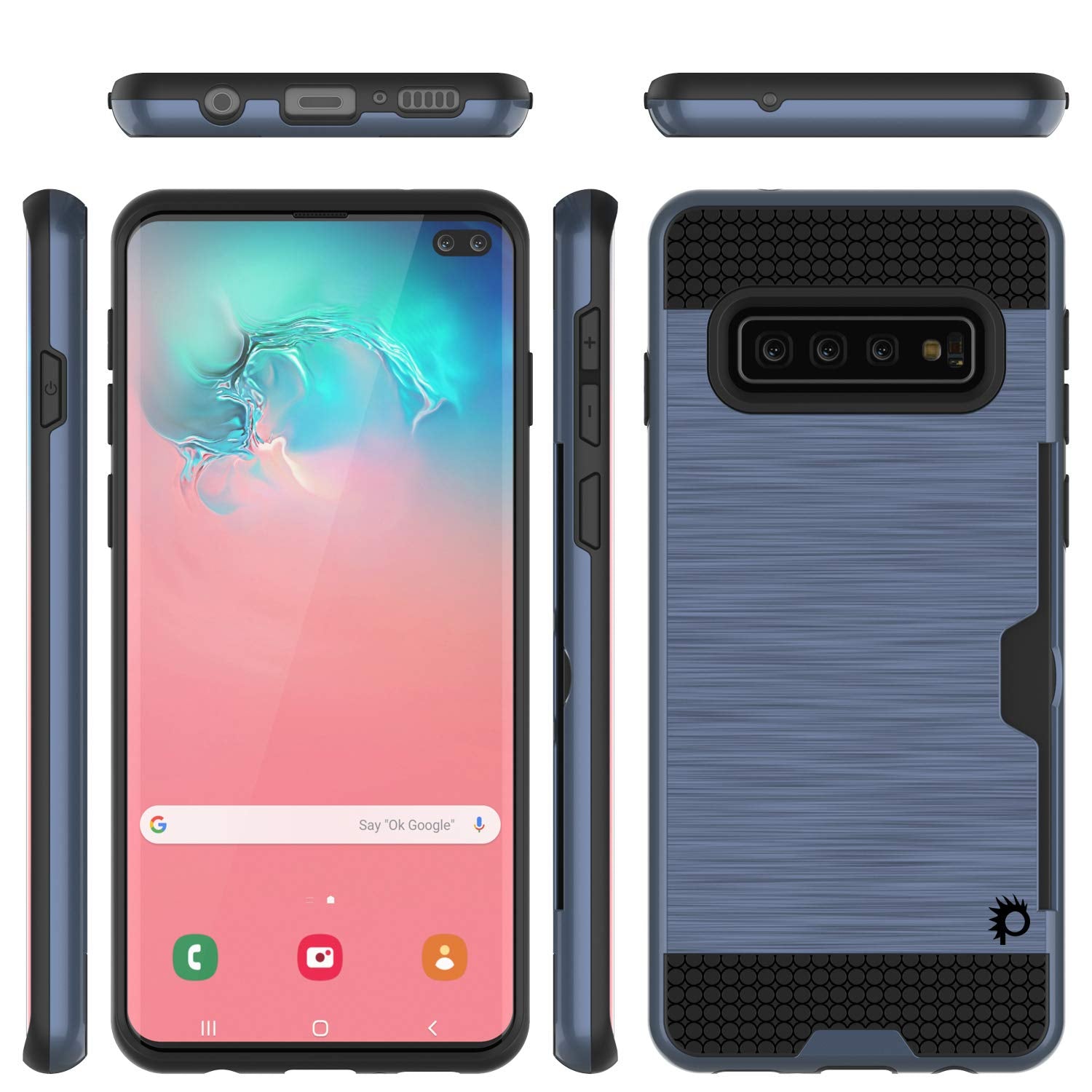 Galaxy S10+ Plus  Case, PUNKcase [SLOT Series] [Slim Fit] Dual-Layer Armor Cover w/Integrated Anti-Shock System, Credit Card Slot [Navy]