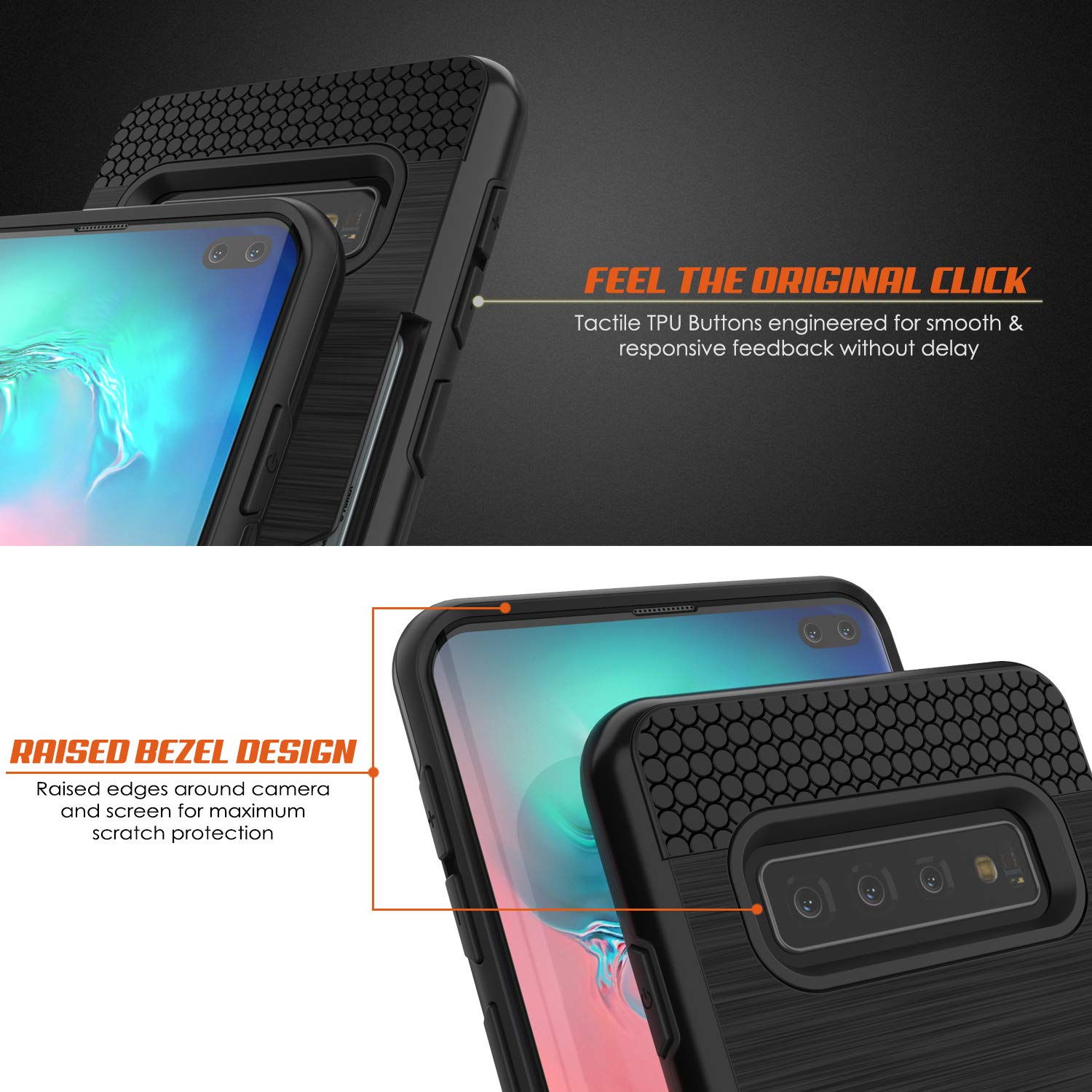 Galaxy S10 Case, PUNKcase [SLOT Series] [Slim Fit] Dual-Layer Armor Cover w/Integrated Anti-Shock System, Credit Card Slot [Black]