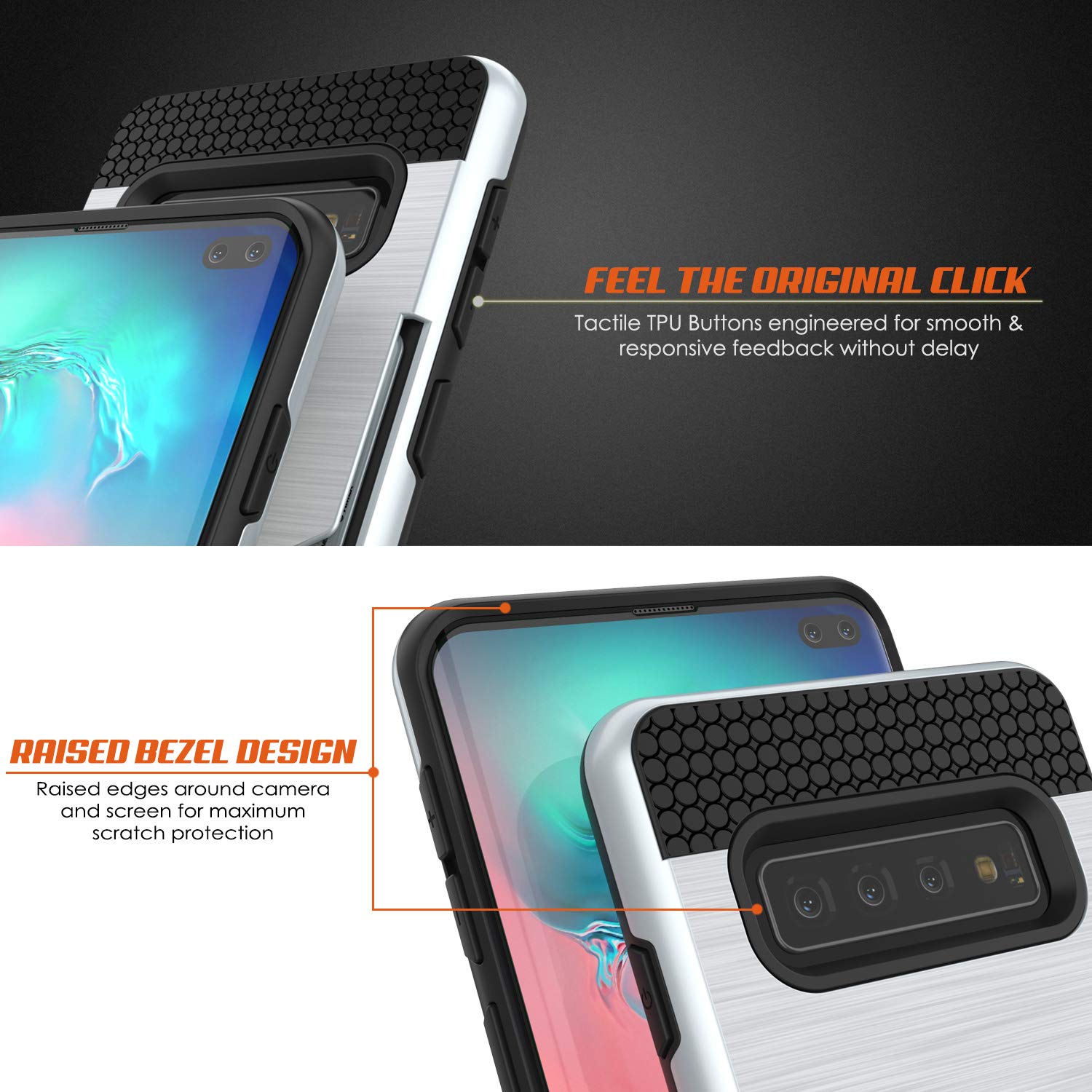 Galaxy S10 Case, PUNKcase [SLOT Series] [Slim Fit] Dual-Layer Armor Cover w/Integrated Anti-Shock System, Credit Card Slot [White]