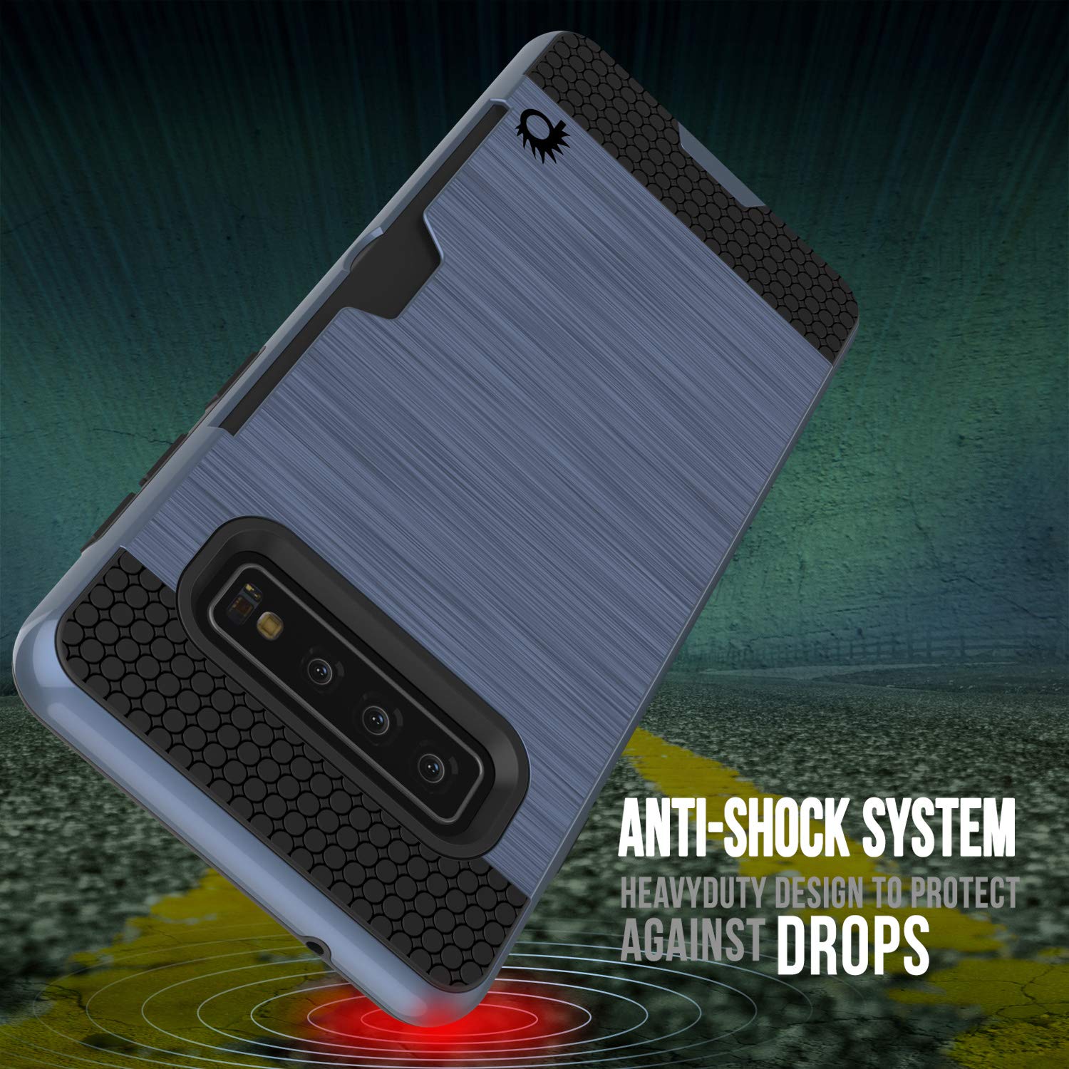 Galaxy S10+ Plus  Case, PUNKcase [SLOT Series] [Slim Fit] Dual-Layer Armor Cover w/Integrated Anti-Shock System, Credit Card Slot [Navy]