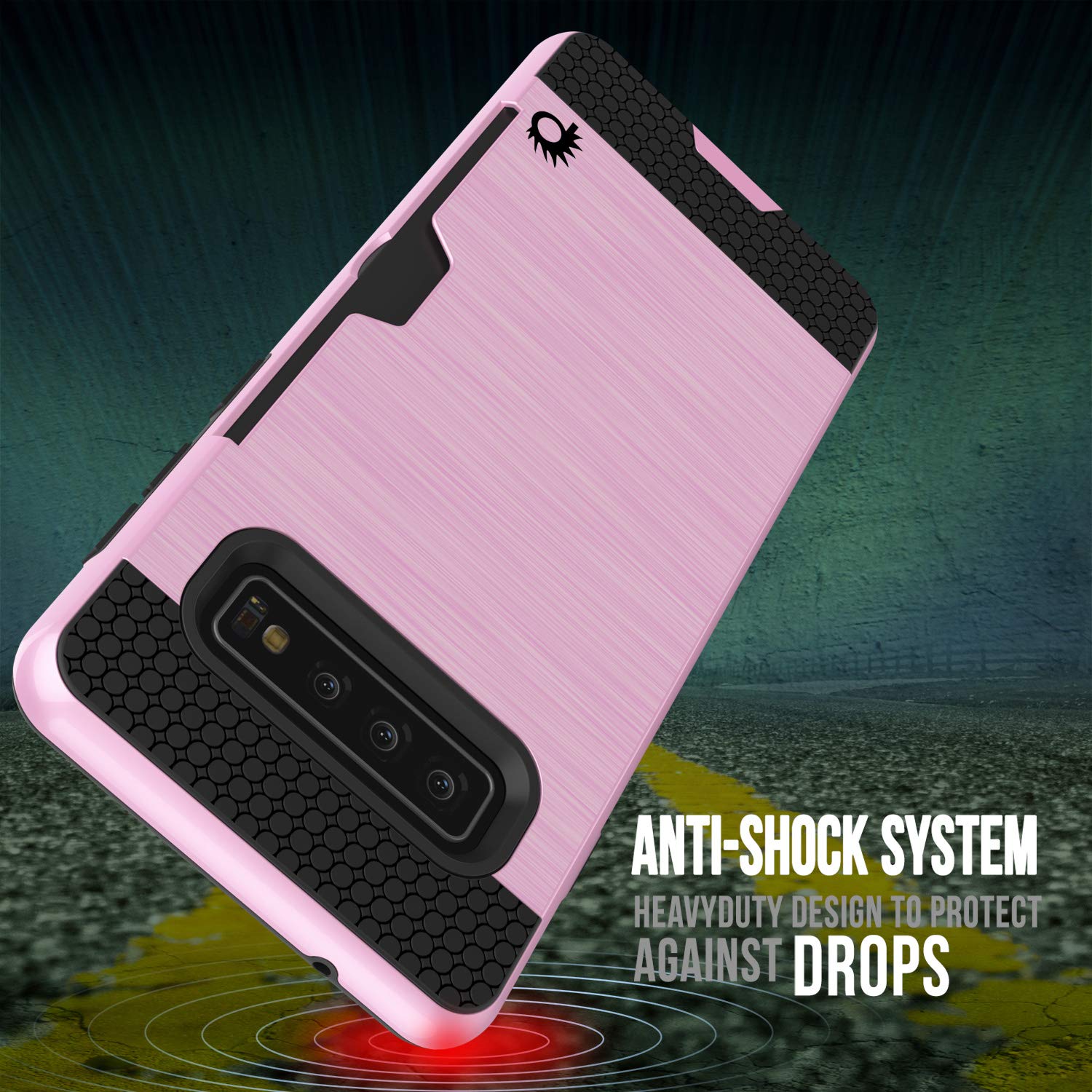 Galaxy S10+ Plus  Case, PUNKcase [SLOT Series] [Slim Fit] Dual-Layer Armor Cover w/Integrated Anti-Shock System, Credit Card Slot [Pink]
