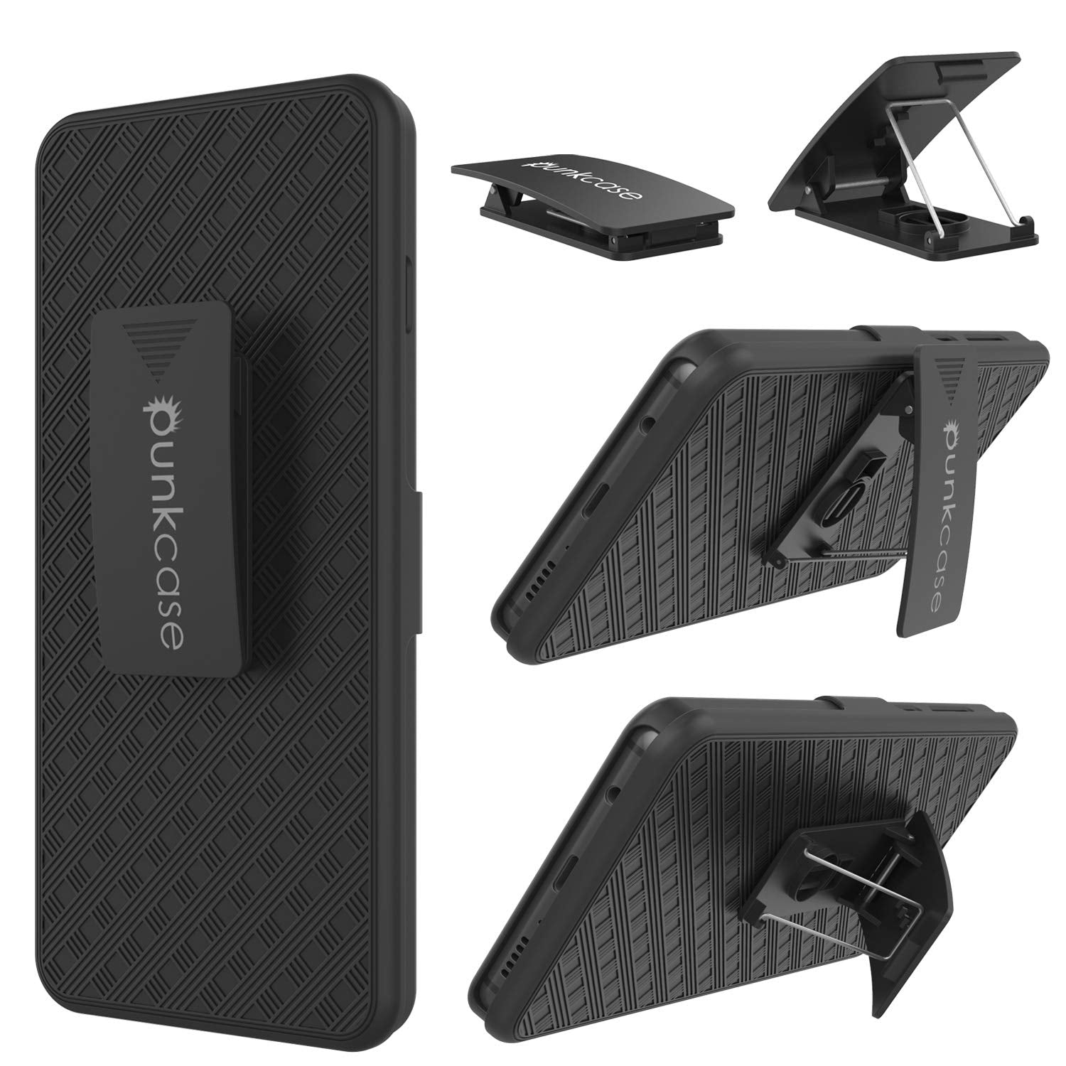 Punkcase Galaxy s10+ Plus Case With Screen Protector, Holster Belt Clip [Black]