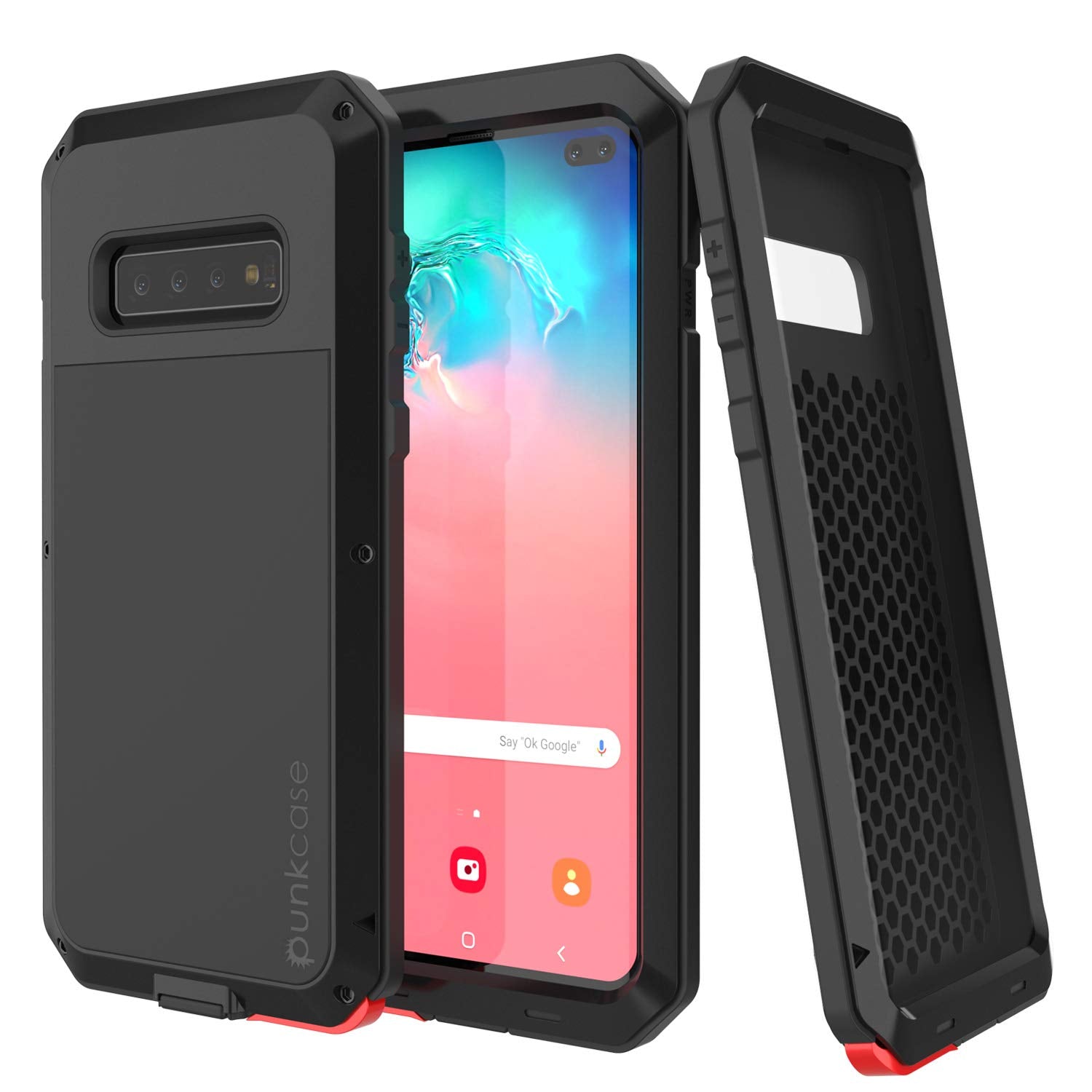 Galaxy S10+ Plus Metal Case, Heavy Duty Military Grade Rugged Armor Cover [Black]