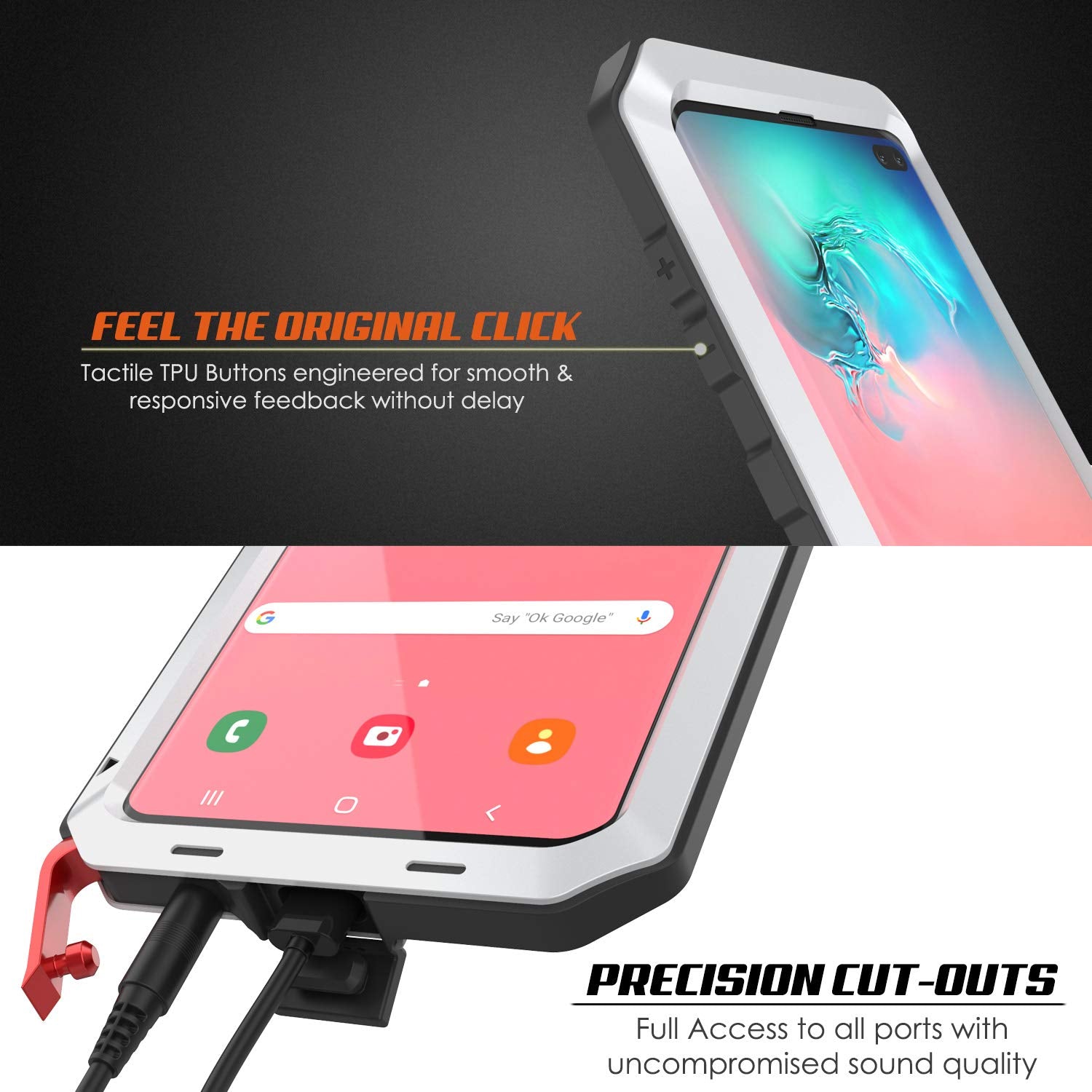 Galaxy S10+ Plus Metal Case, Heavy Duty Military Grade Rugged Armor Cover [White]