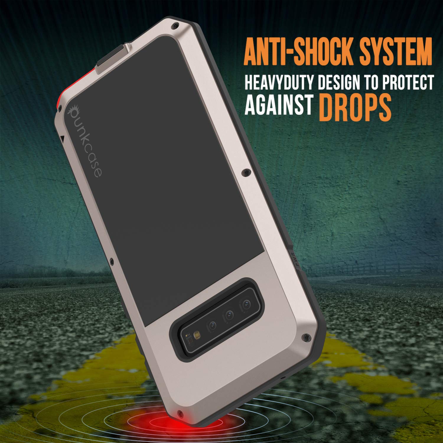 Galaxy S10+ Plus Metal Case, Heavy Duty Military Grade Rugged Armor Cover [Gold]