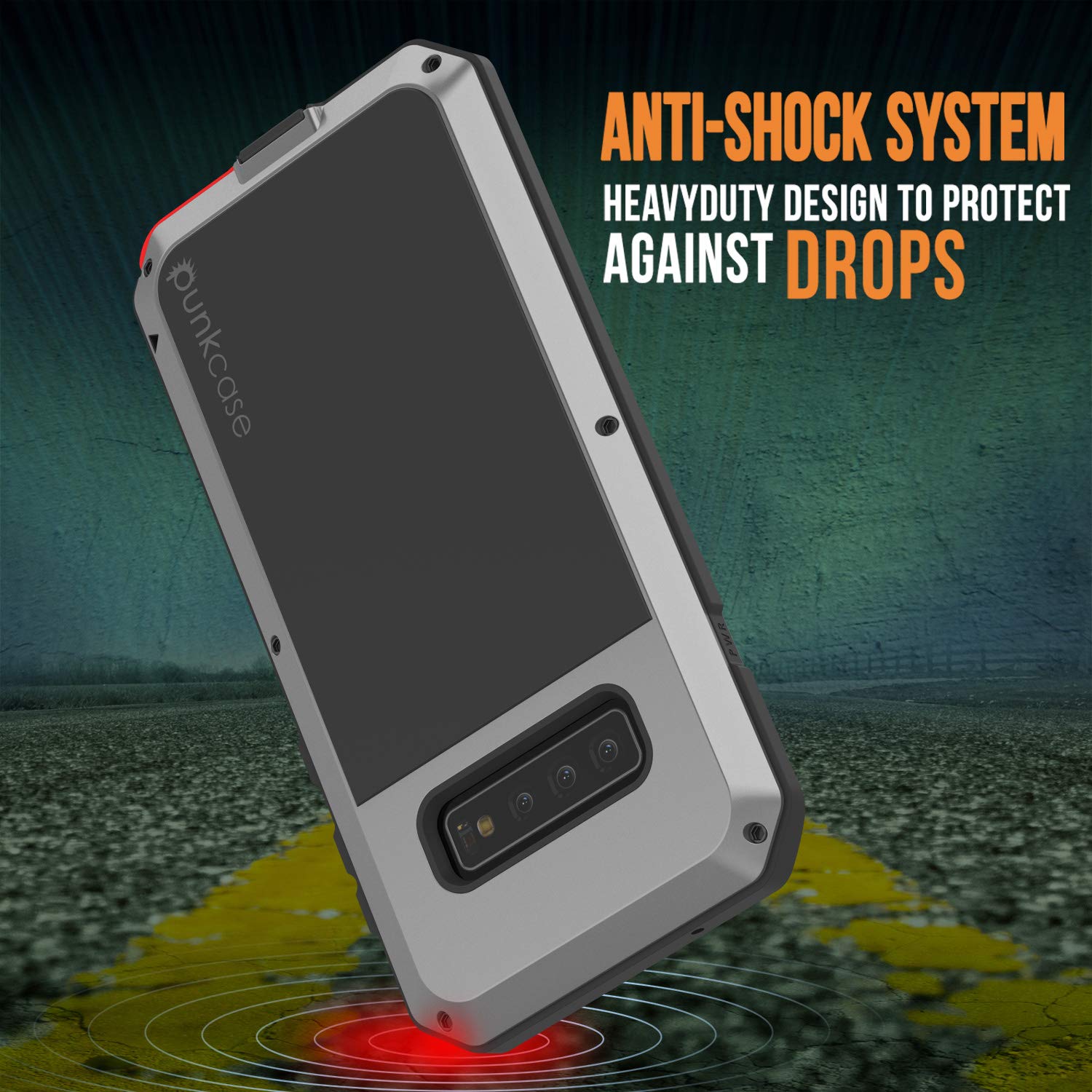 Galaxy S10+ Plus Metal Case, Heavy Duty Military Grade Rugged Armor Cover [Silver]