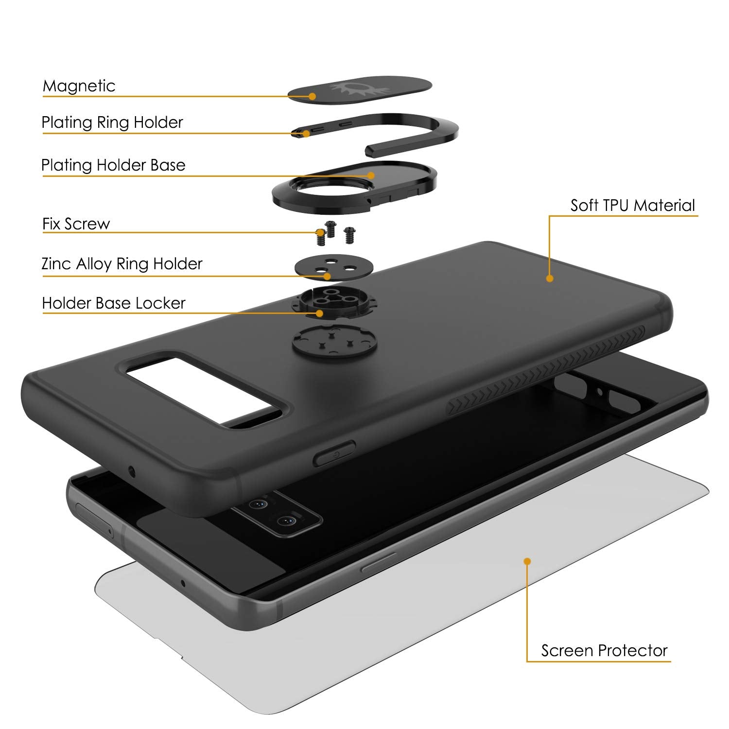 Galaxy S10+ Plus, Punkcase Magnetix Protective TPU Cover W/ Kickstand, Sceen Protector[Black]