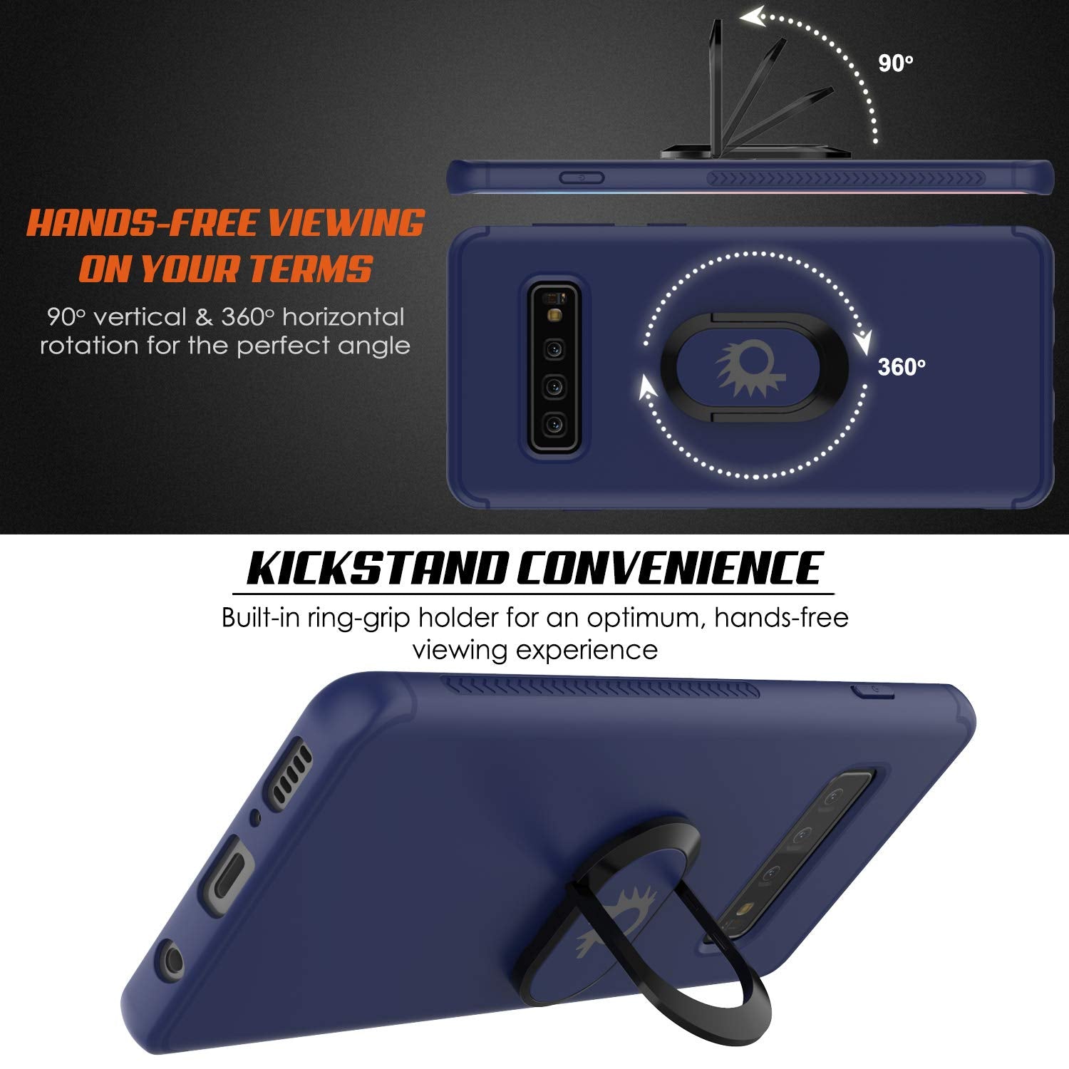 Galaxy S10+ Plus, Punkcase Magnetix Protective TPU Cover W/ Kickstand, Sceen Protector[Blue]
