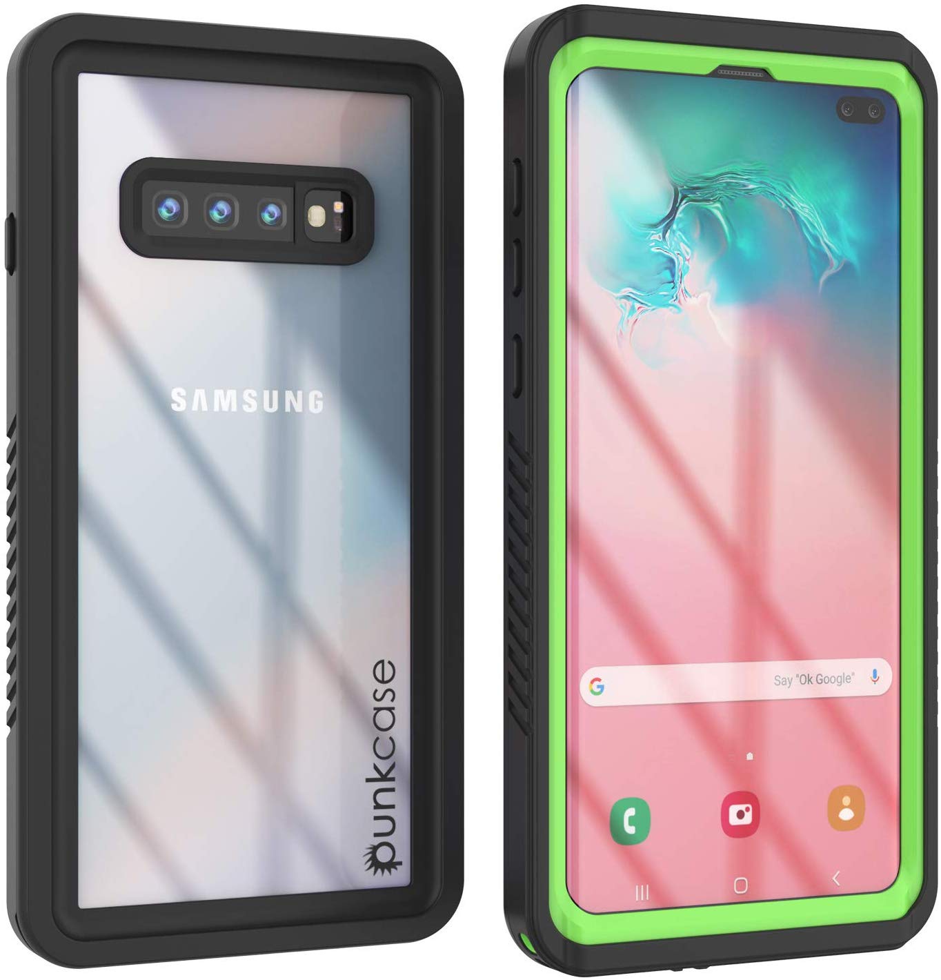 Galaxy S10+ Plus Water/Shockproof Screen Protector Case [Light Green]