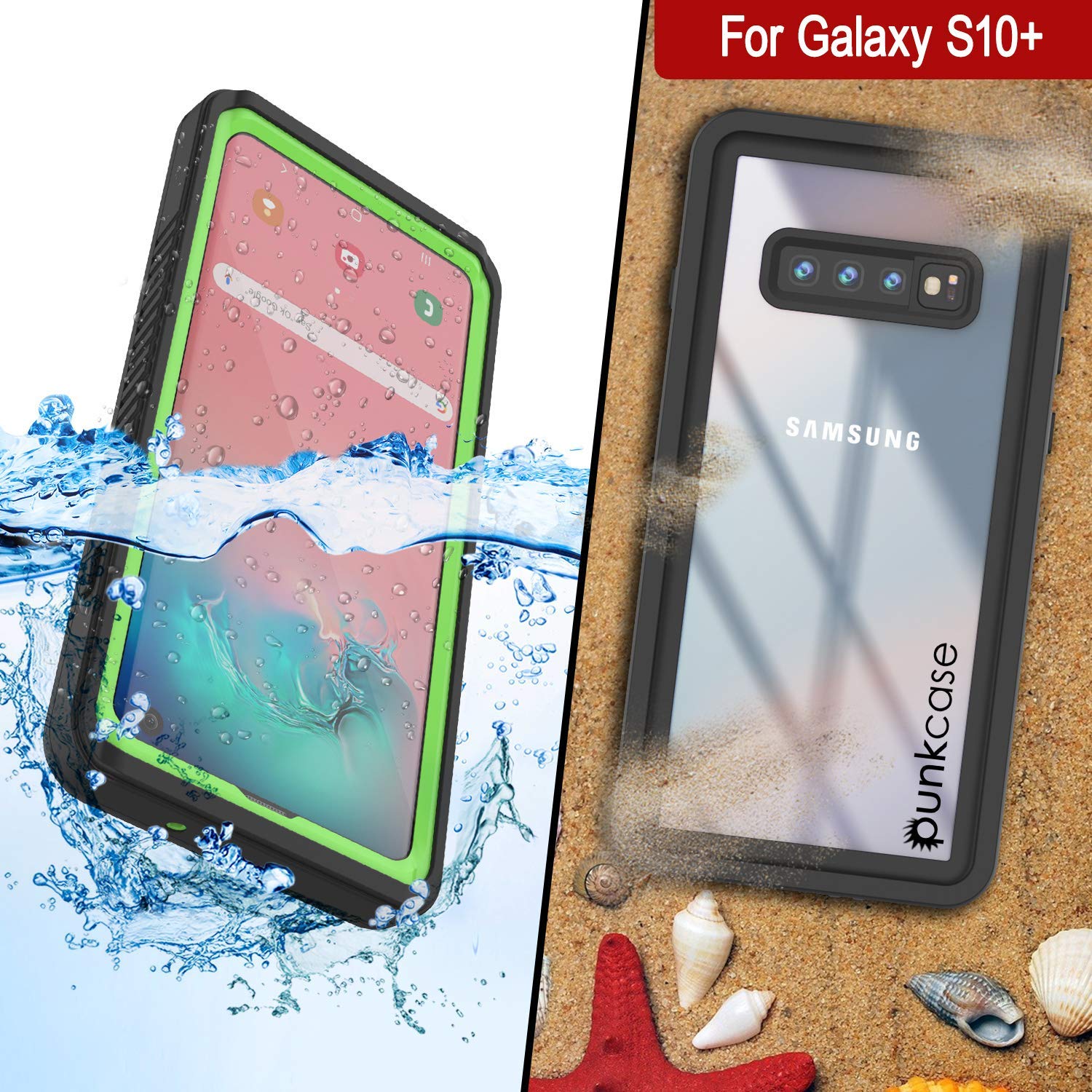 Galaxy S10+ Plus Water/Shockproof Screen Protector Case [Light Green]