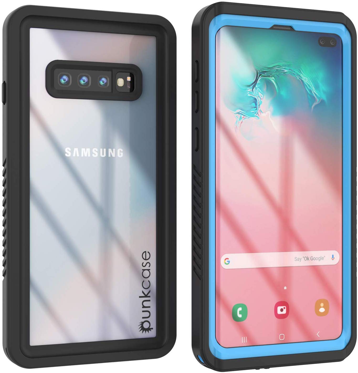 Galaxy S10+ Plus Water/Shock/Snow/dirt proof Slim Case [Light Blue]