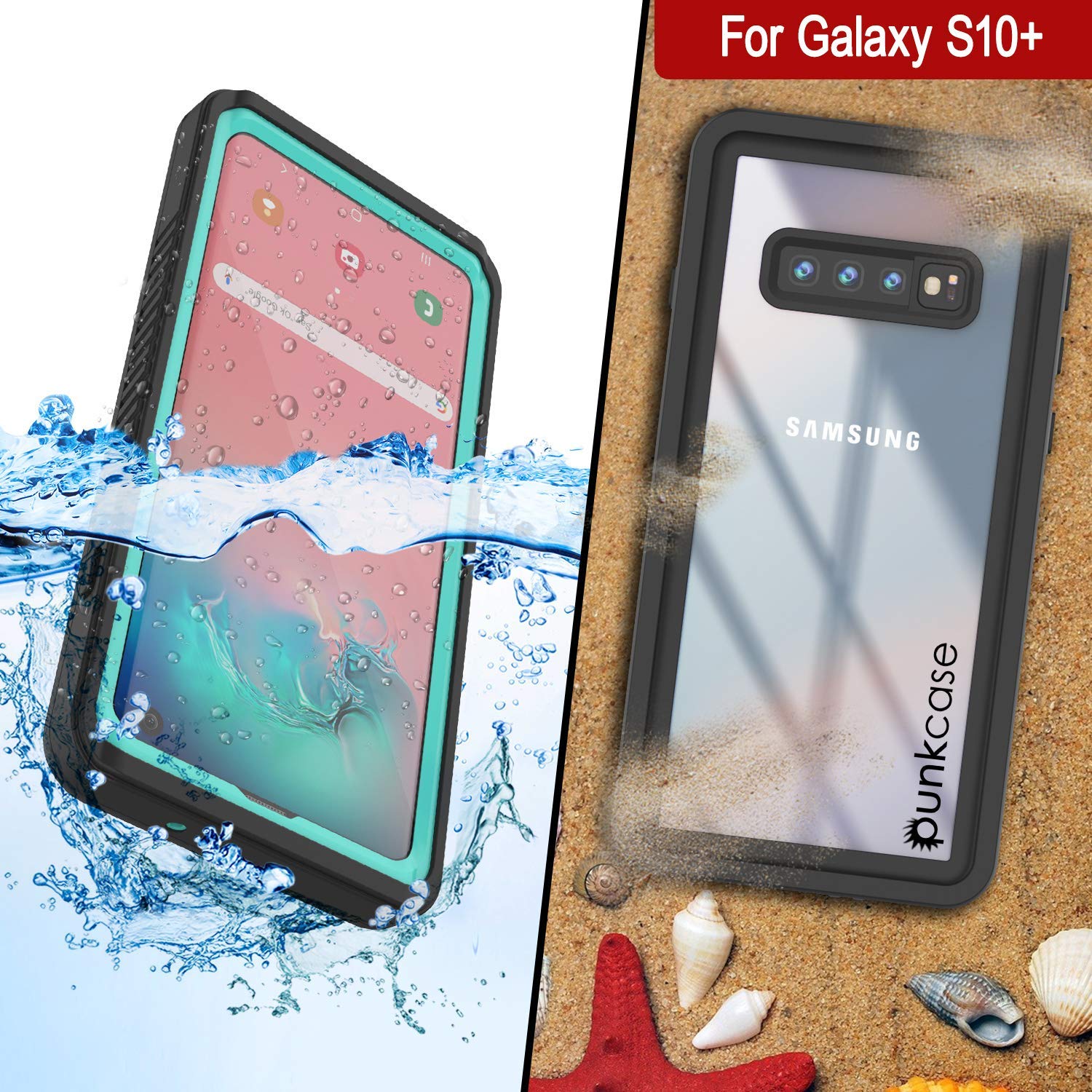 Galaxy S10+ Plus Water/Shock/Snowproof | Screen Protector Case [Teal]