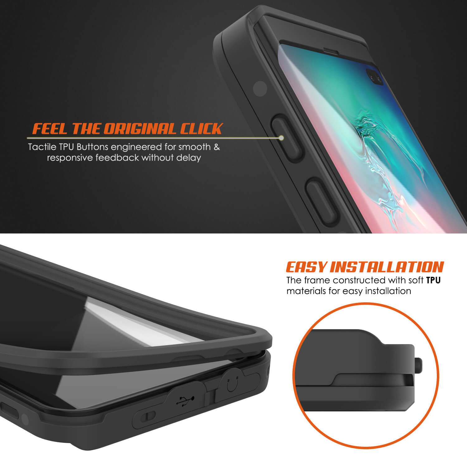 Galaxy S10e Waterproof Case PunkCase StudStar Clear Thin 6.6ft Underwater IP68 Shock/Snow Proof