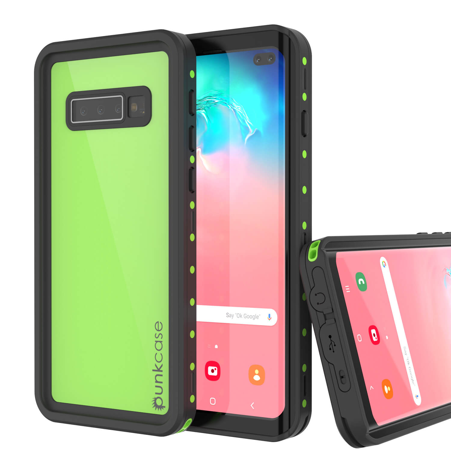 Galaxy S10e Waterproof Case PunkCase StudStar Light Green Thin 6.6ft Underwater IP68 ShockProof