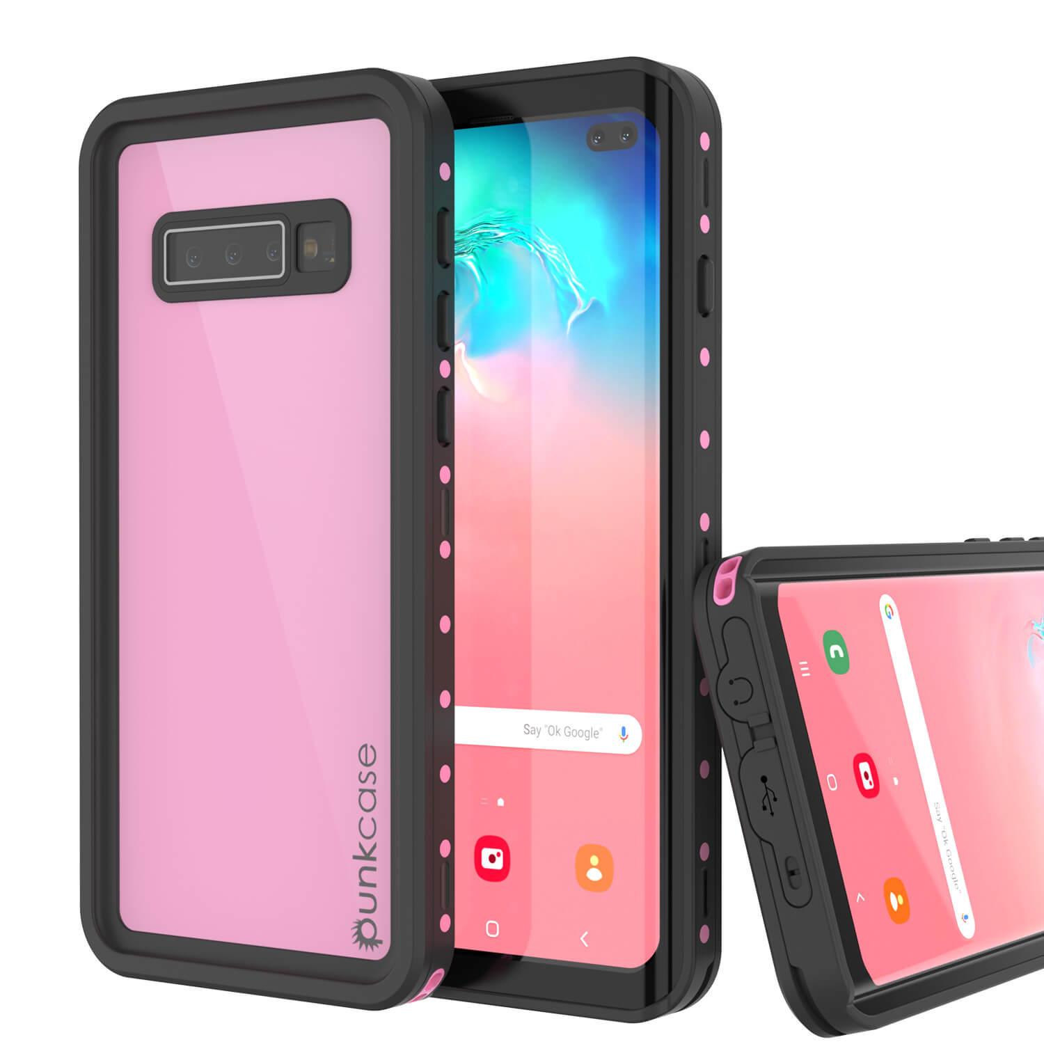 Galaxy S10+ Plus Waterproof Case PunkCase StudStar Pink Thin