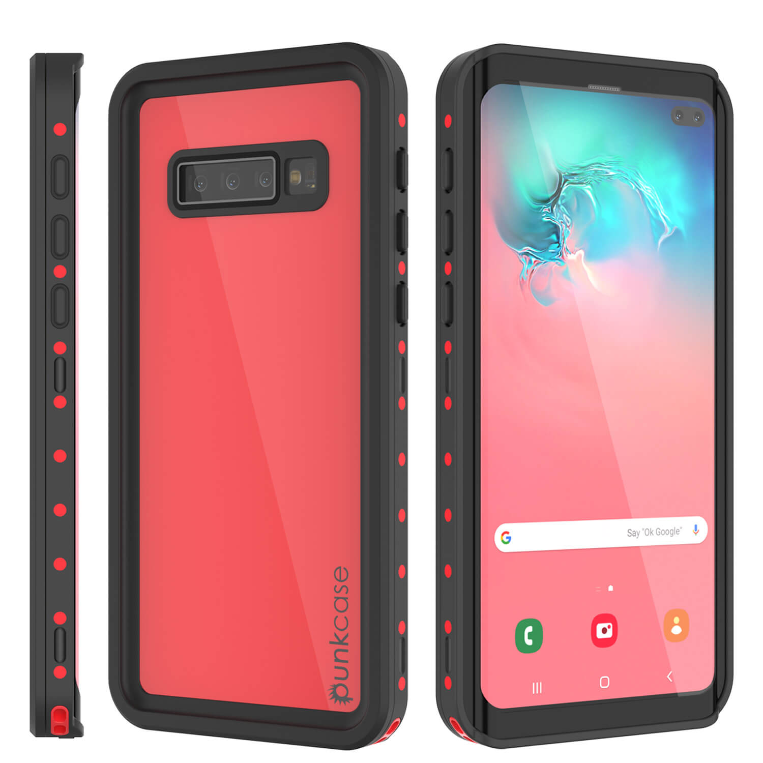 Galaxy S10+ Plus Waterproof Case PunkCase StudStar Red Thin 6.6ft Underwater IP68 Shock/Snow Proof