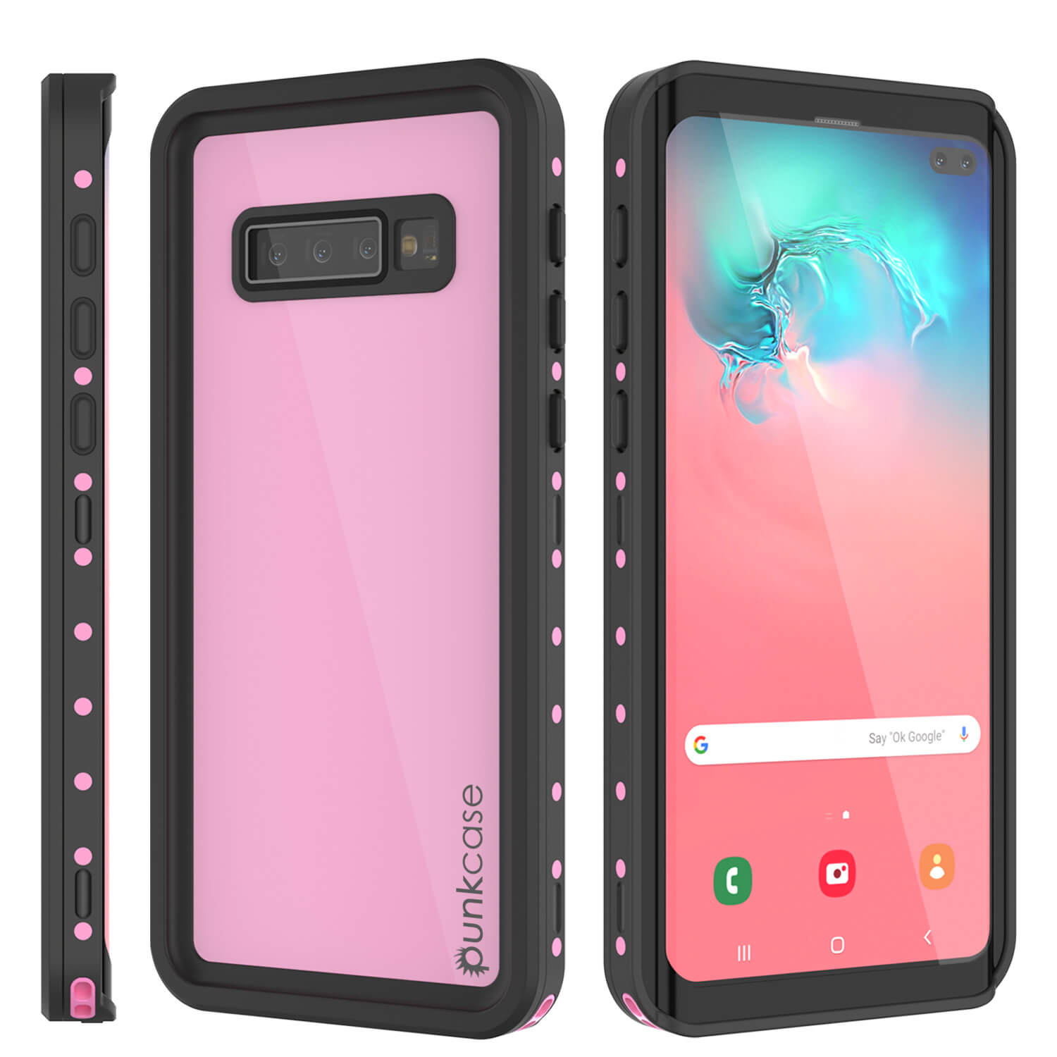 Galaxy S10+ Plus Waterproof Case PunkCase StudStar Pink Thin 6.6ft Underwater IP68 Shock/Snow Proof