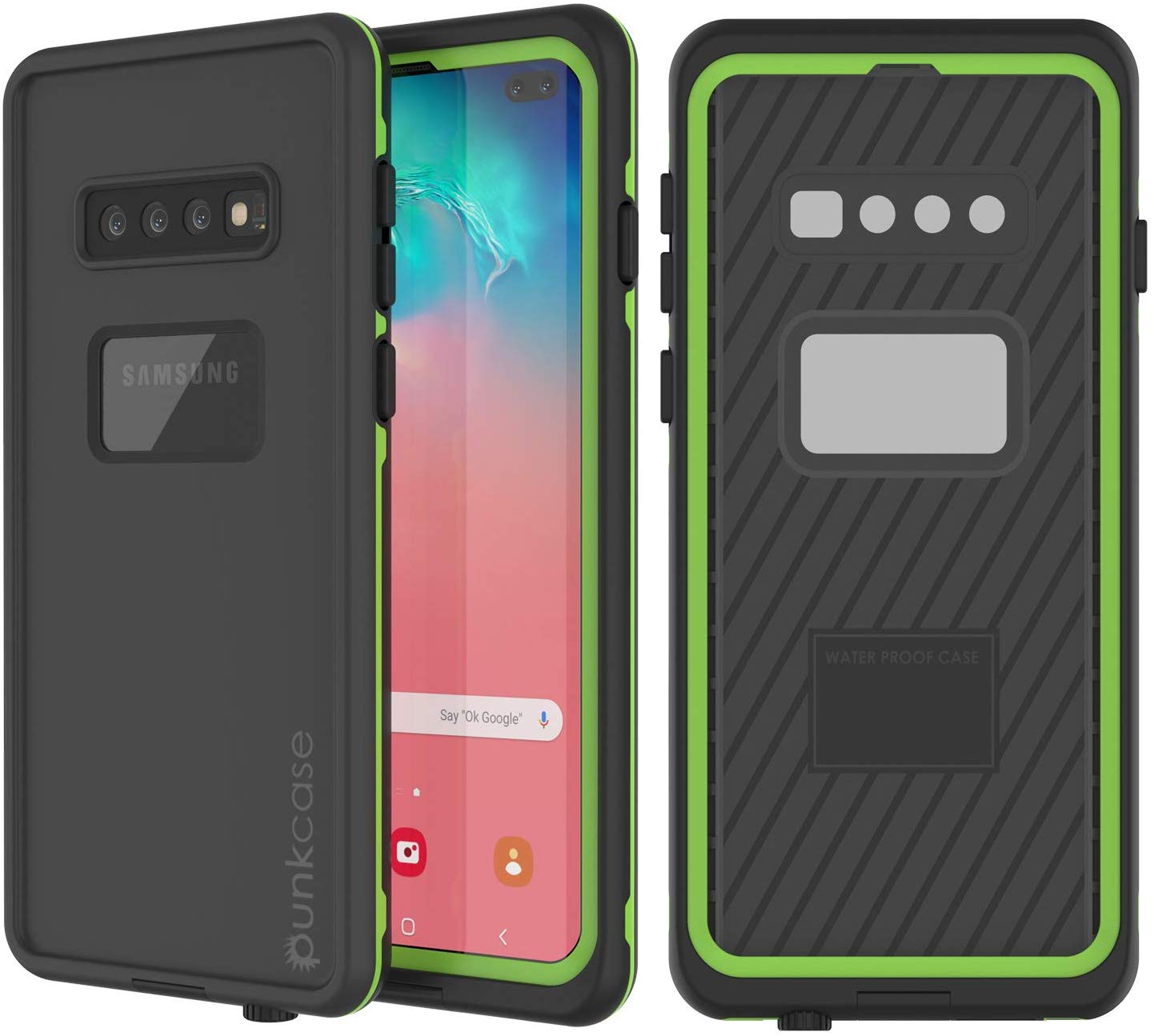 Punkcase S10+ Plus Waterproof Case [Aqua Series] Armor Cover [Black]