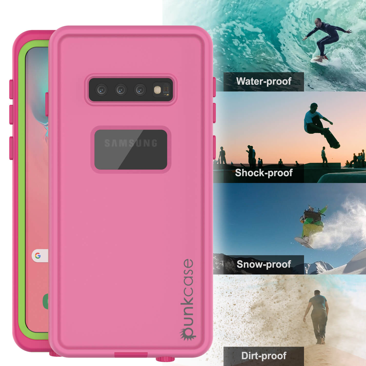 Punkcase S10+ Plus Waterproof Case [Aqua Series] Armor Cover [Pink]