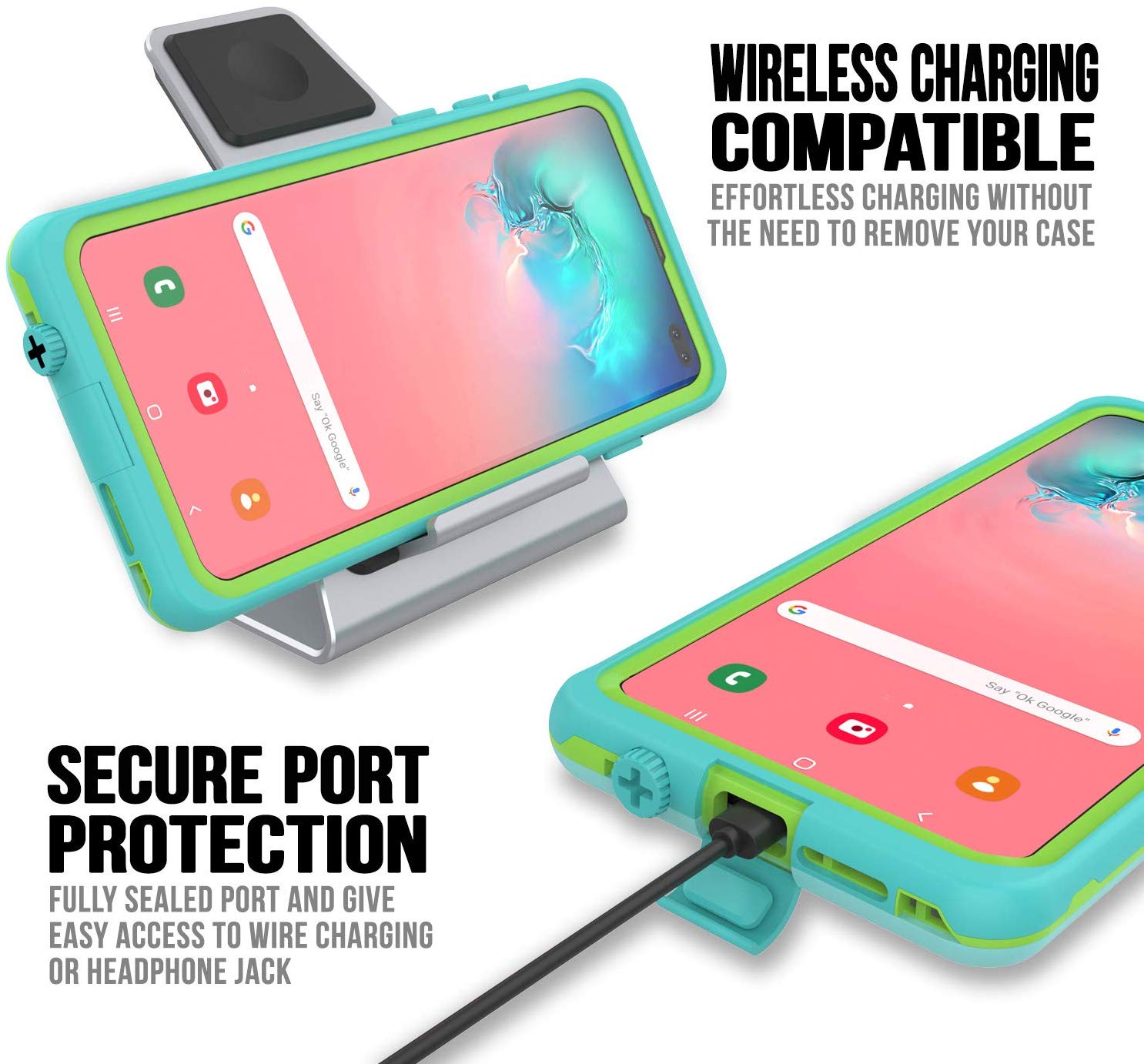 Punkcase S10+ Plus Waterproof Case [Aqua Series] Armor Cover [Teal]